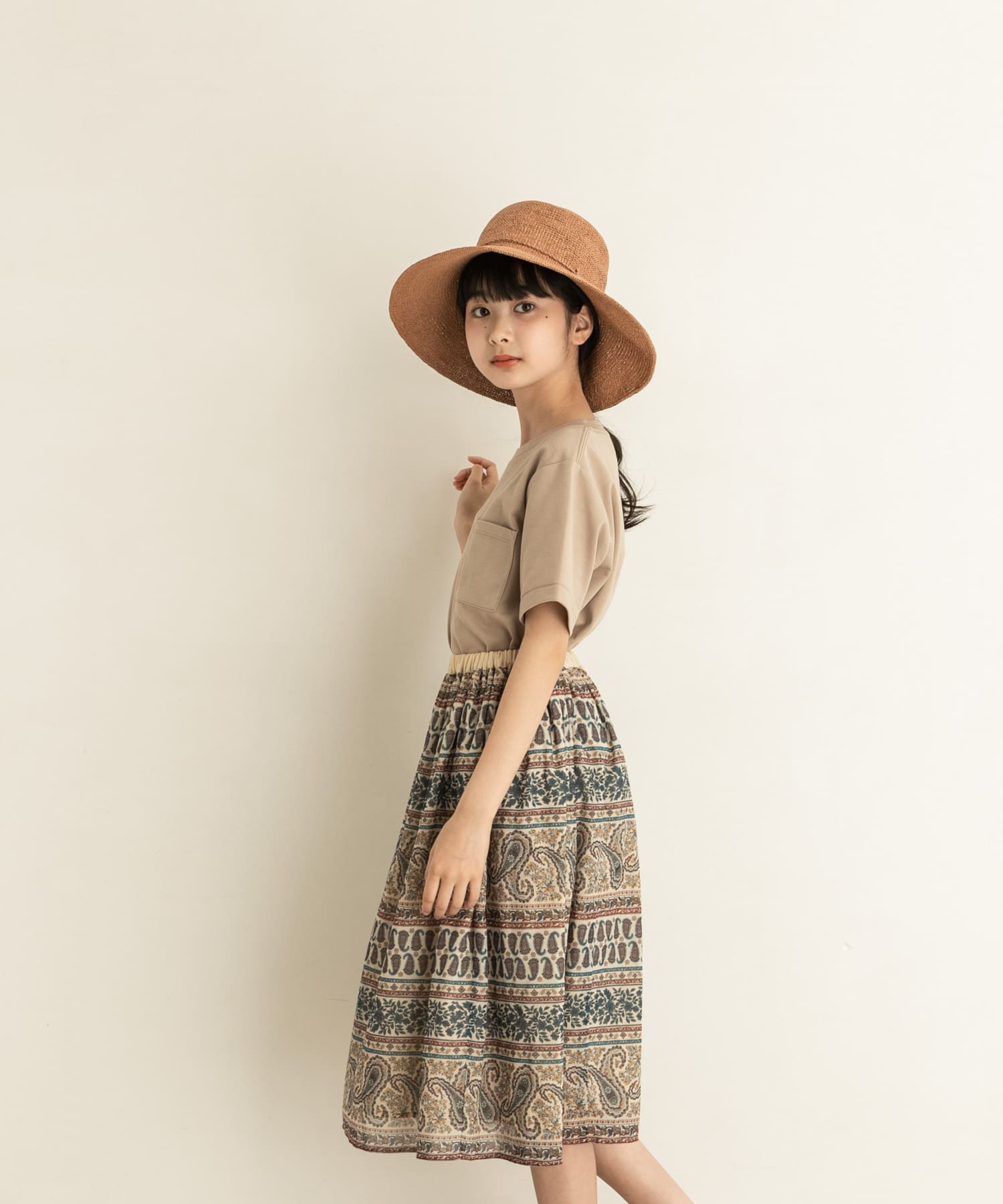 ポンチポケットTシャツ(KIDS) L.Brown 105