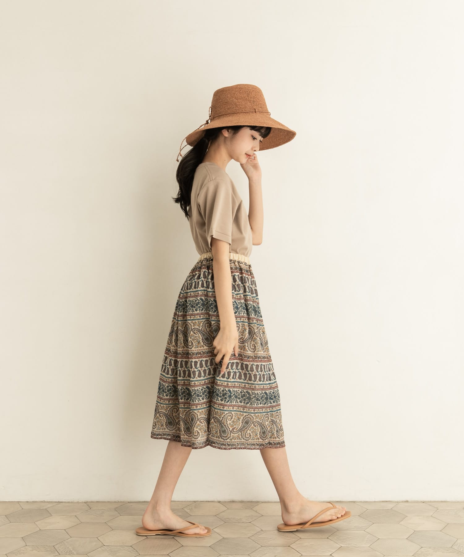 ポンチポケットTシャツ(KIDS) L.Brown 105