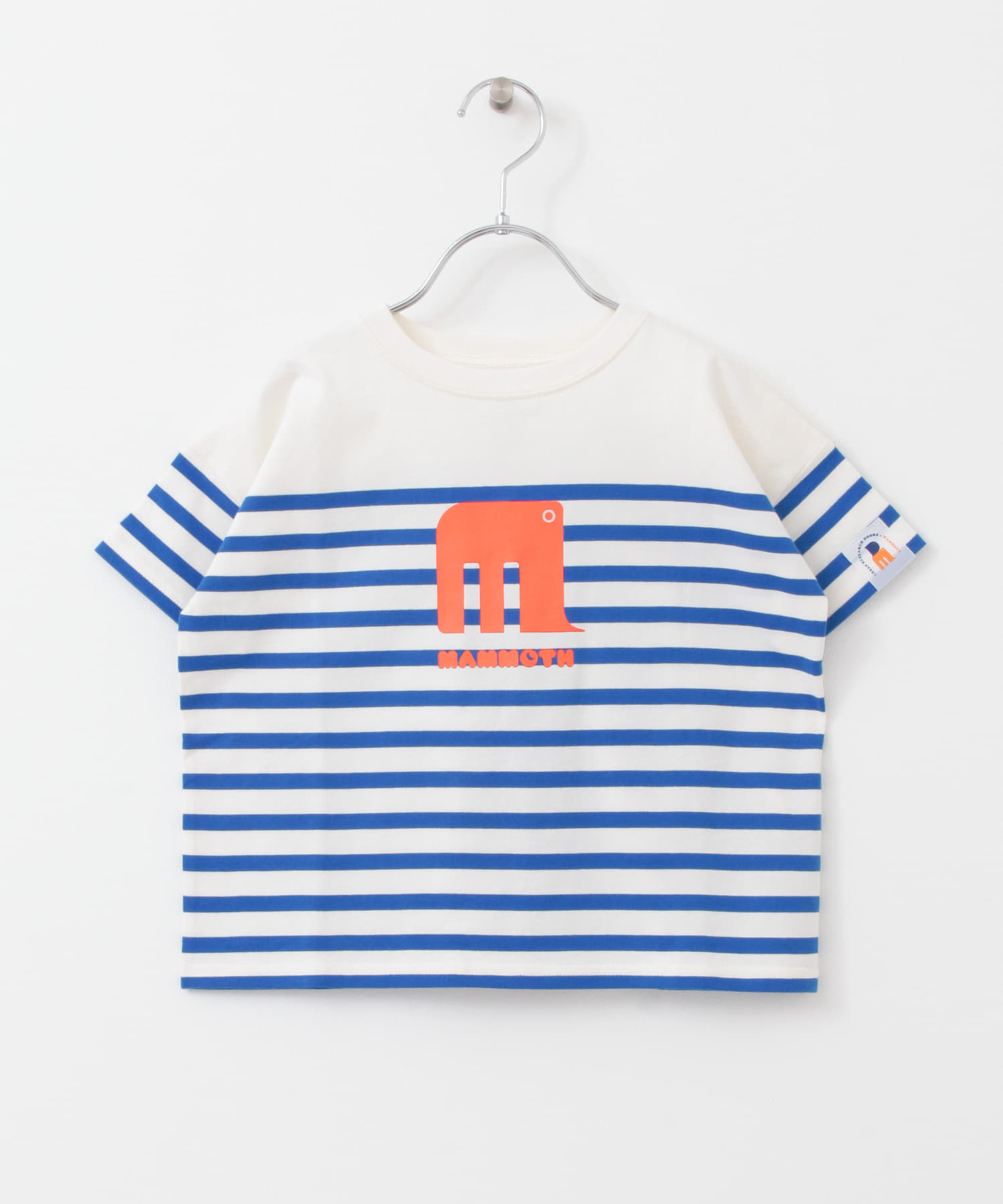 【別注】mammoth×DOORS　マンモスパネルボーダー半袖Tシャツ(KIDS) ブルー 90