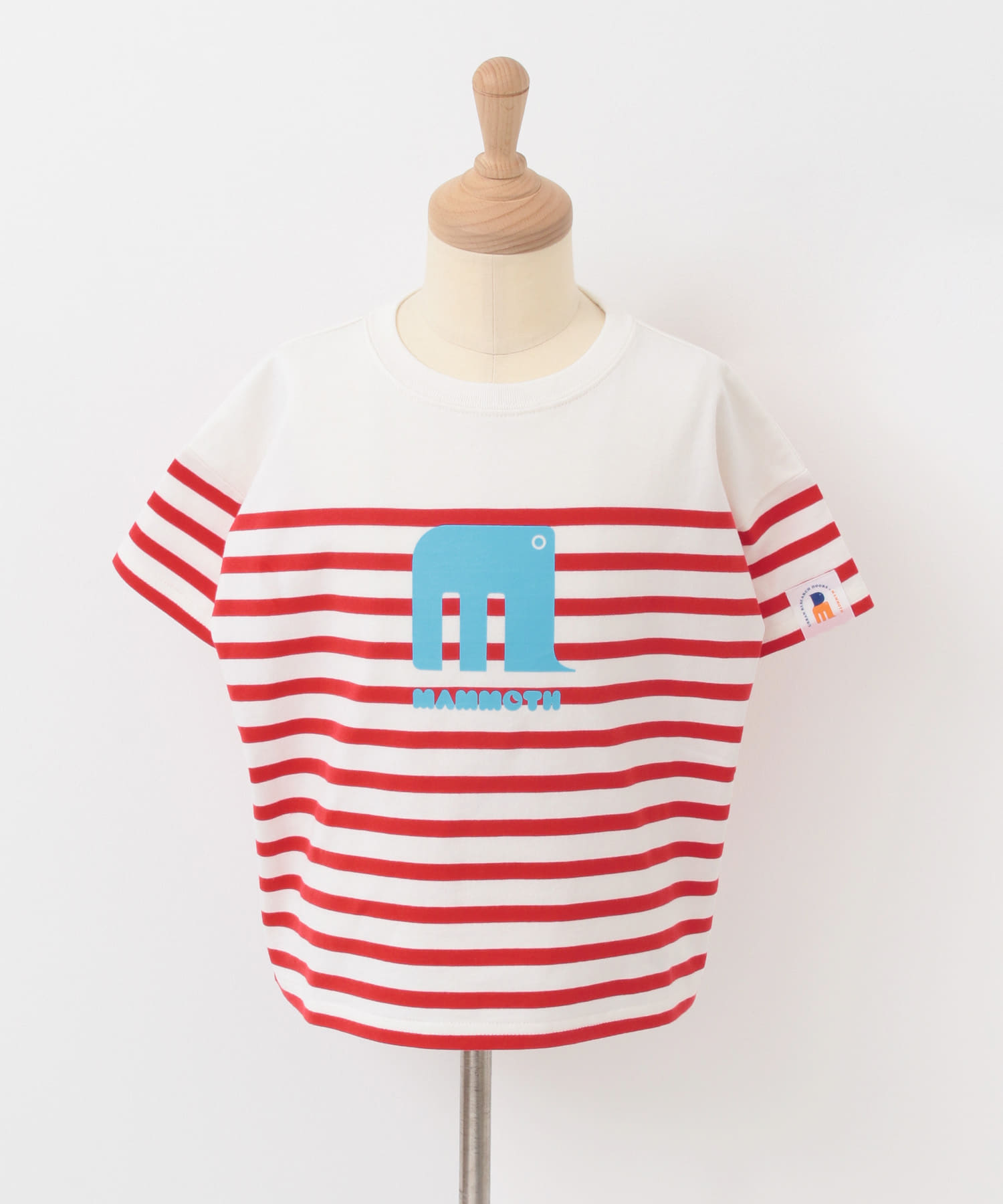 【別注】mammoth×DOORS　マンモスパネルボーダー半袖Tシャツ(KIDS) レッド 90