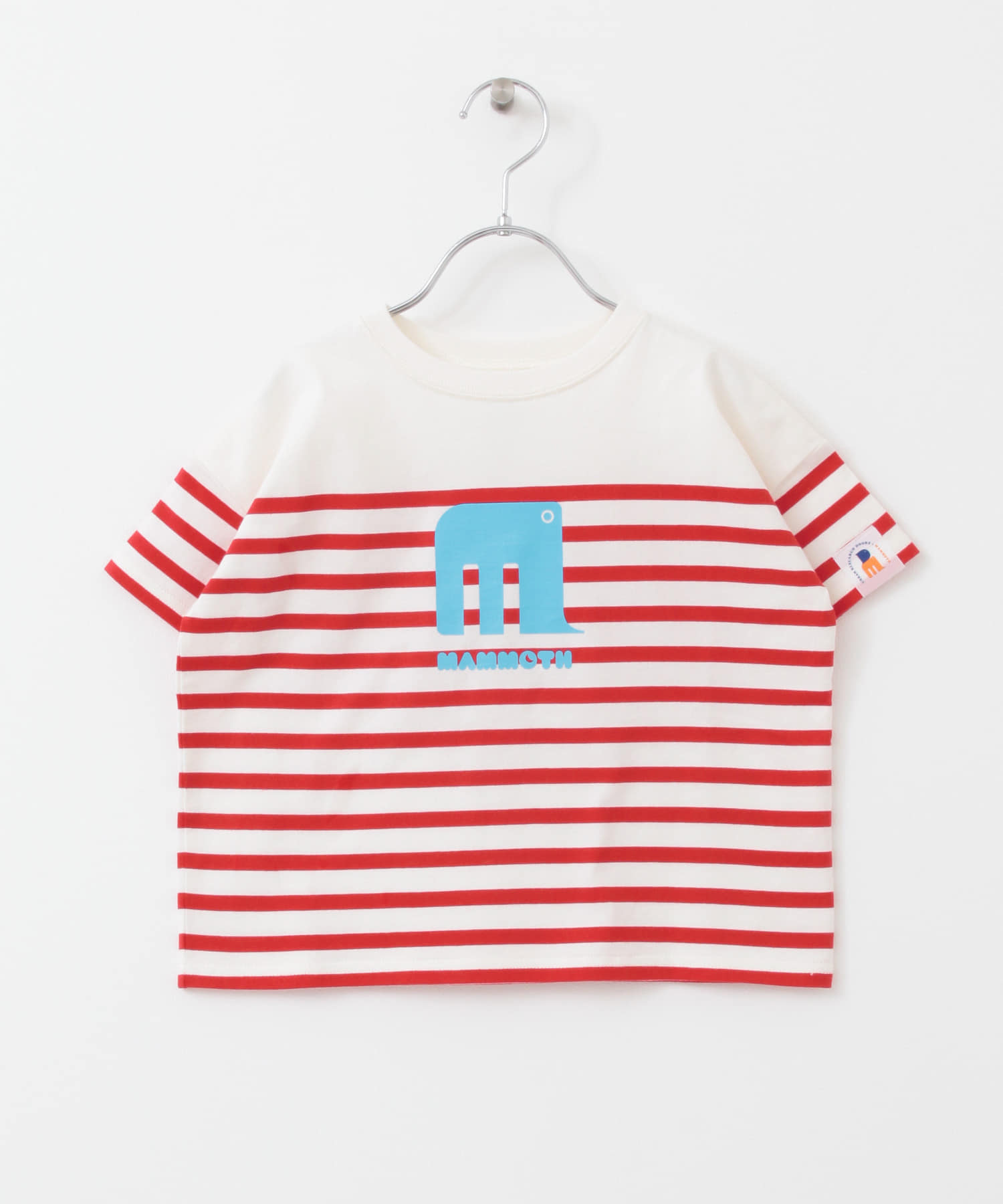【別注】mammoth×DOORS　マンモスパネルボーダー半袖Tシャツ(KIDS) レッド 90