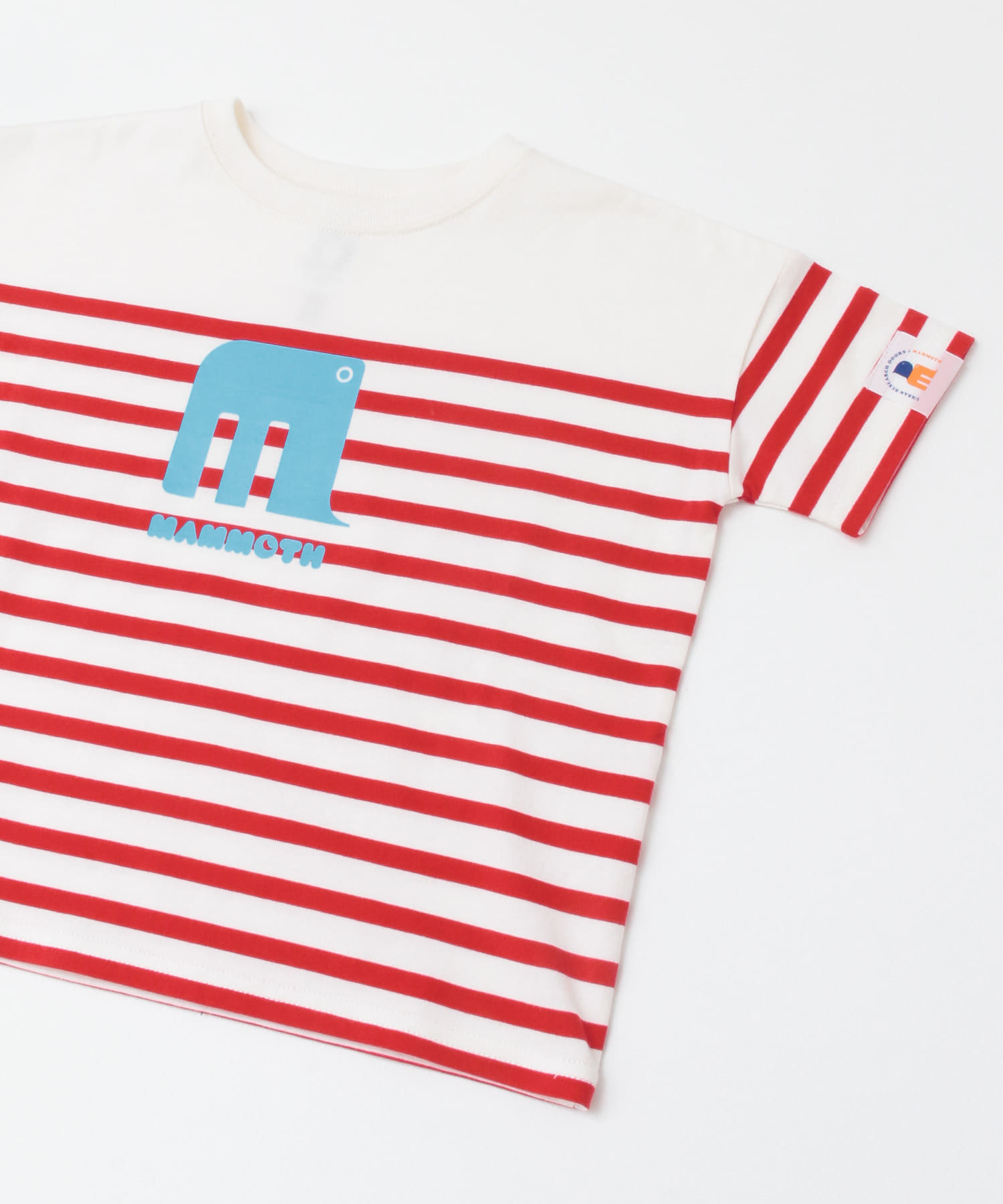 【別注】mammoth×DOORS　マンモスパネルボーダー半袖Tシャツ(KIDS) レッド 90