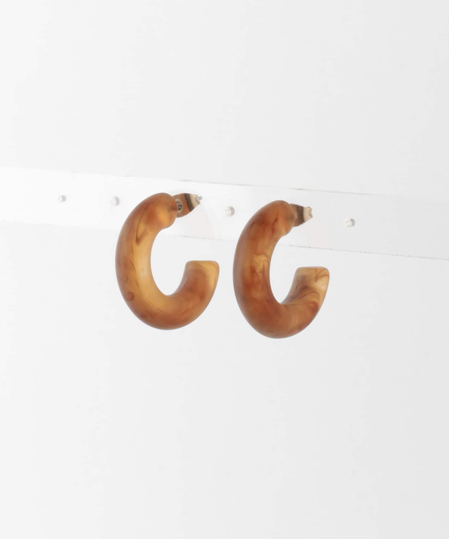 マーブルミニフープピアス BROWN one