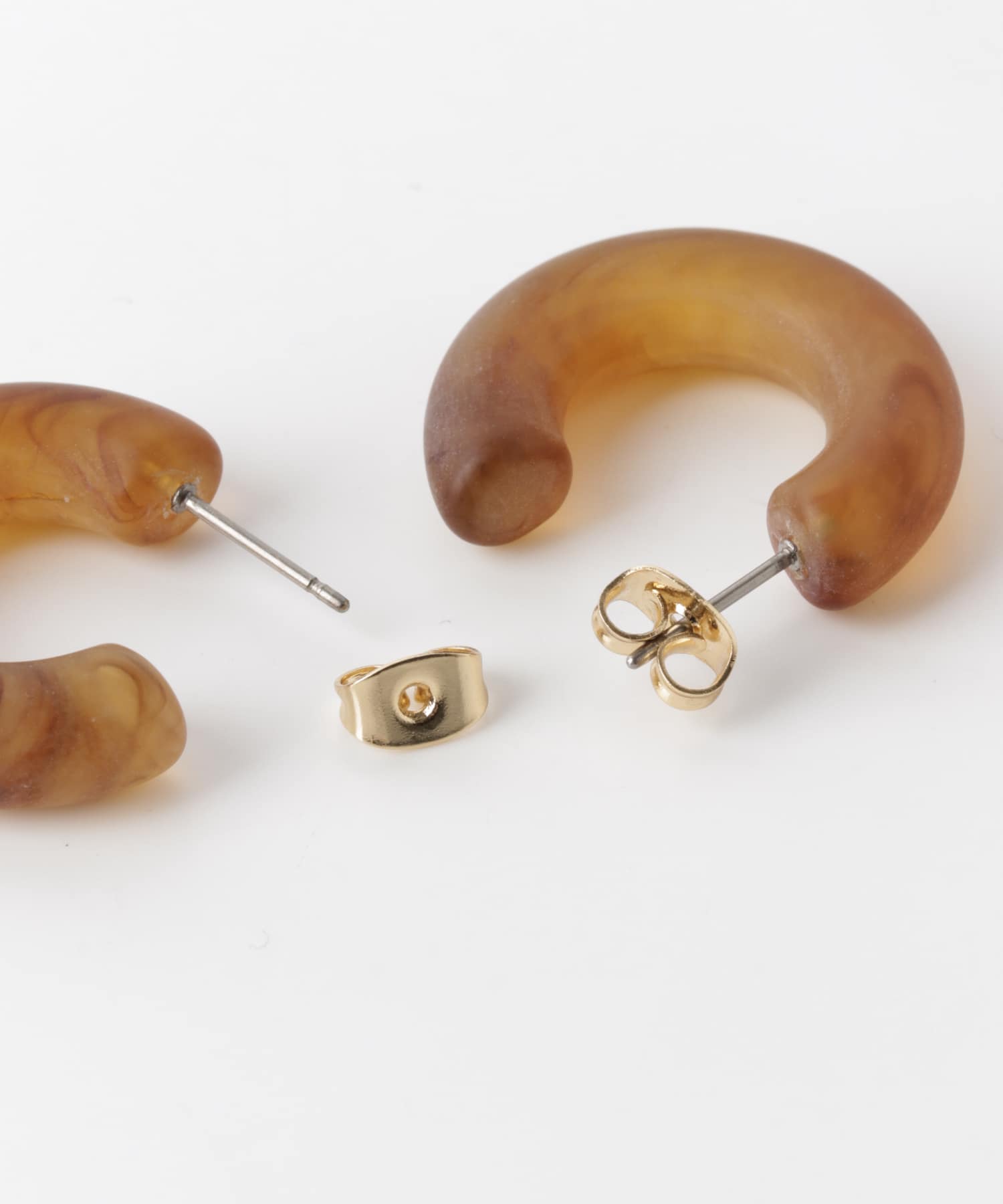マーブルミニフープピアス BROWN one