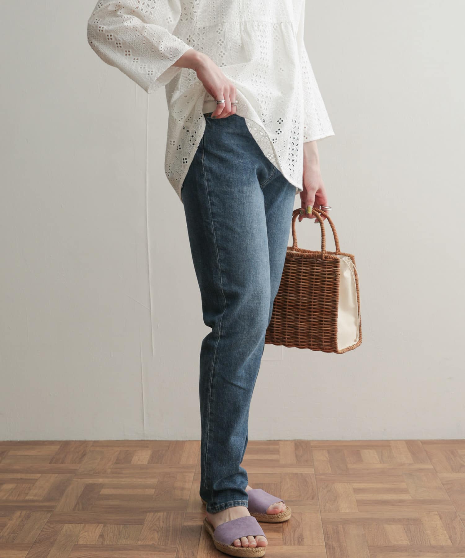 ストレッチテーパードデニム INDIGO 38