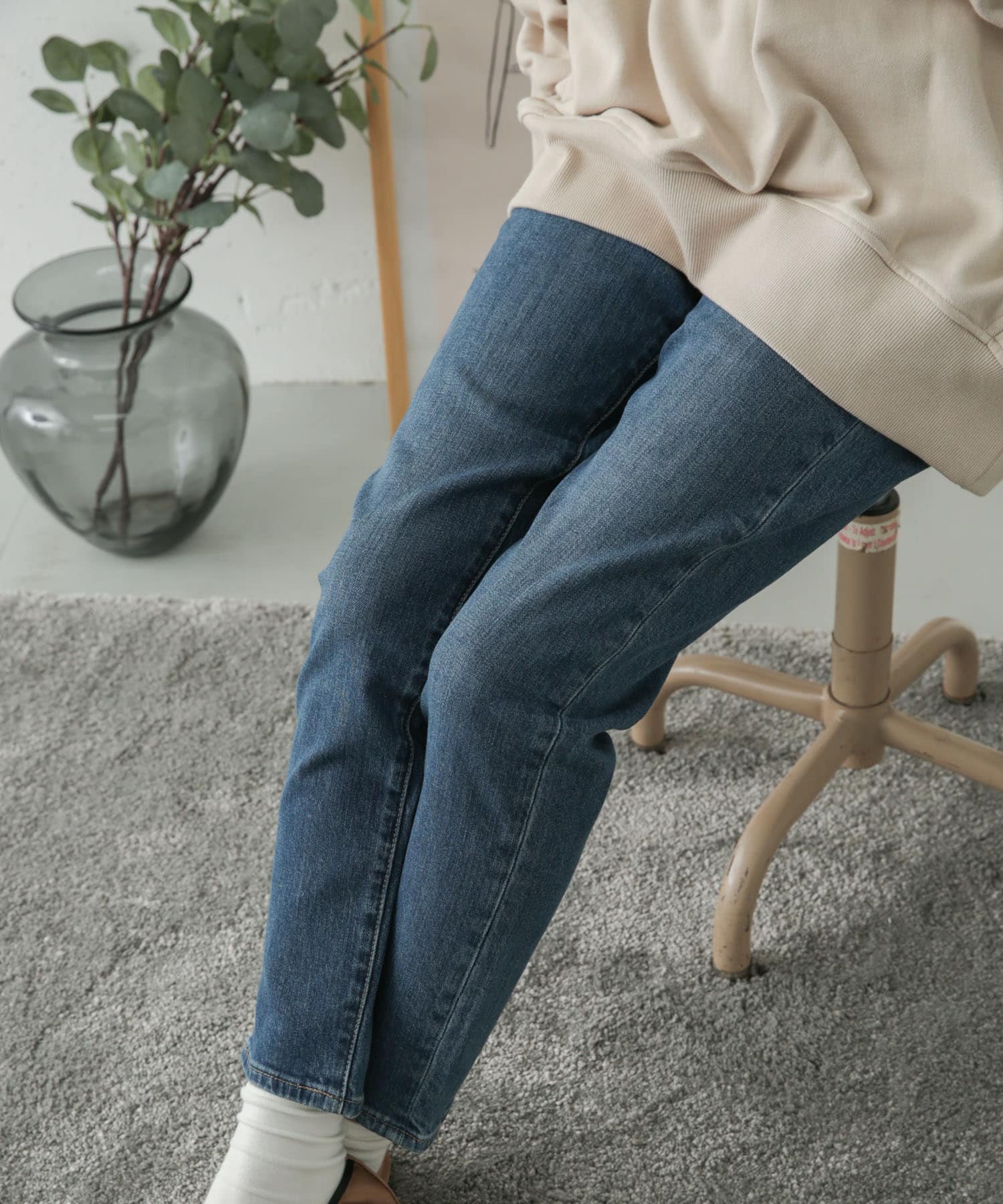 ストレッチテーパードデニム INDIGO 38