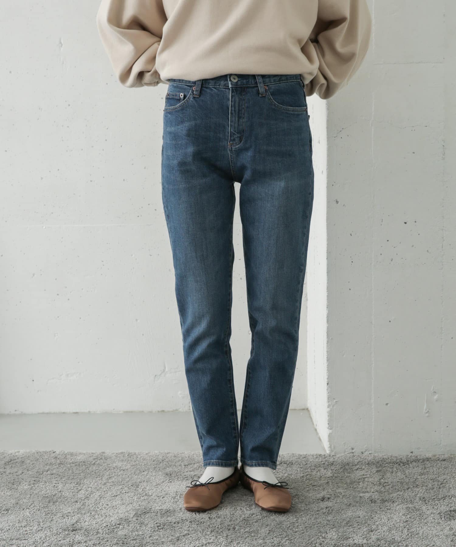 ストレッチテーパードデニム INDIGO 38