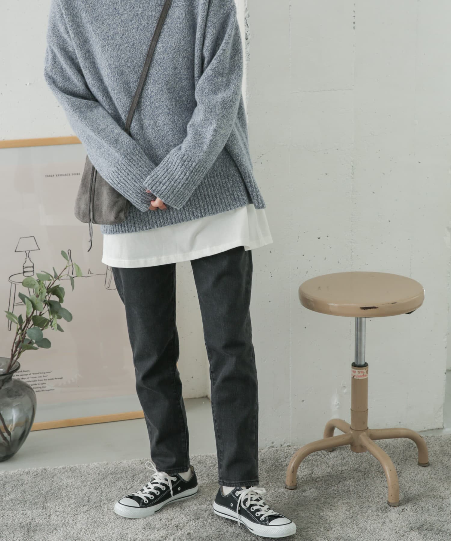 ストレッチテーパードデニム BLACK 38