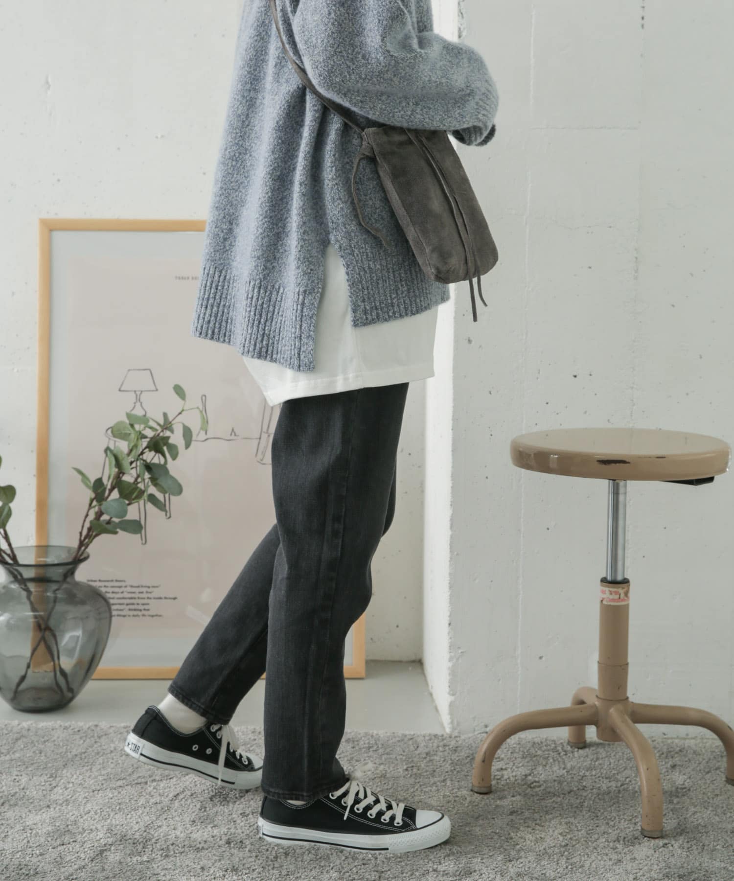 ストレッチテーパードデニム BLACK 38