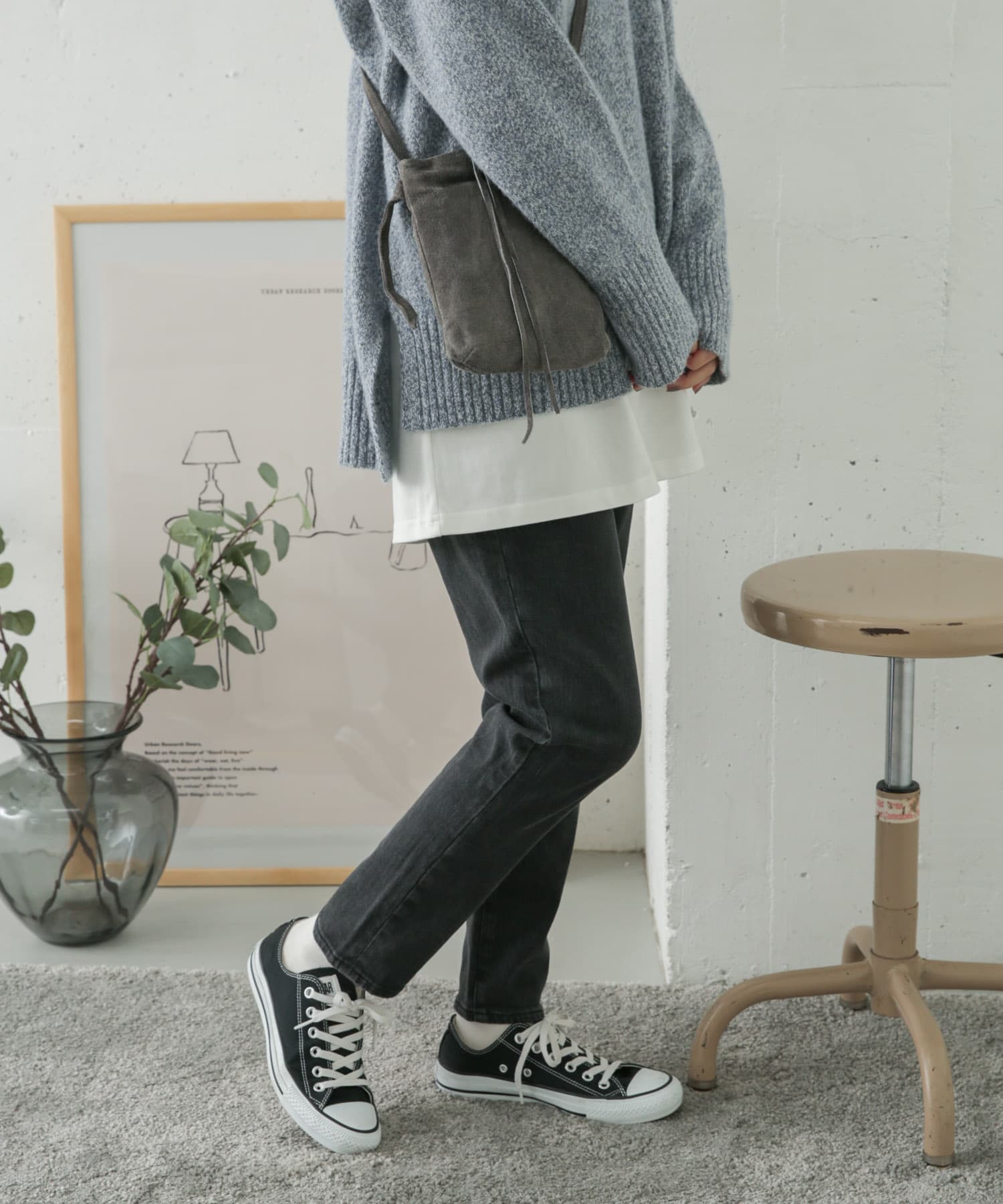 ストレッチテーパードデニム BLACK 38