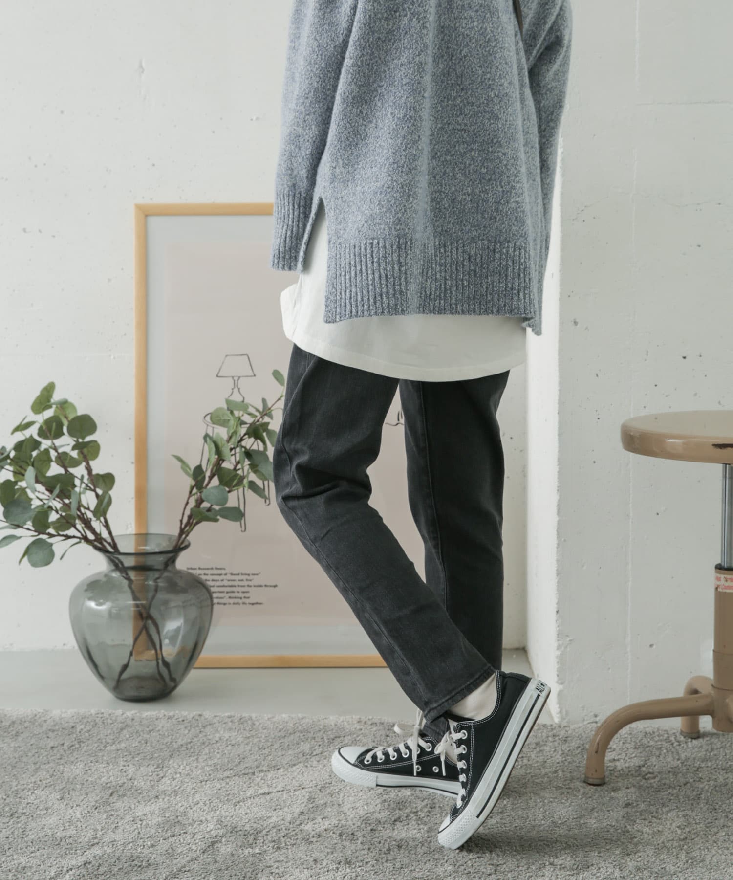 ストレッチテーパードデニム BLACK 36