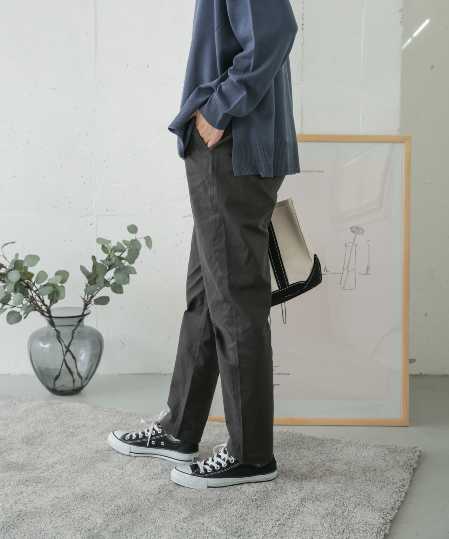 コットンストレッチイージーパンツ CHARCOAL 36