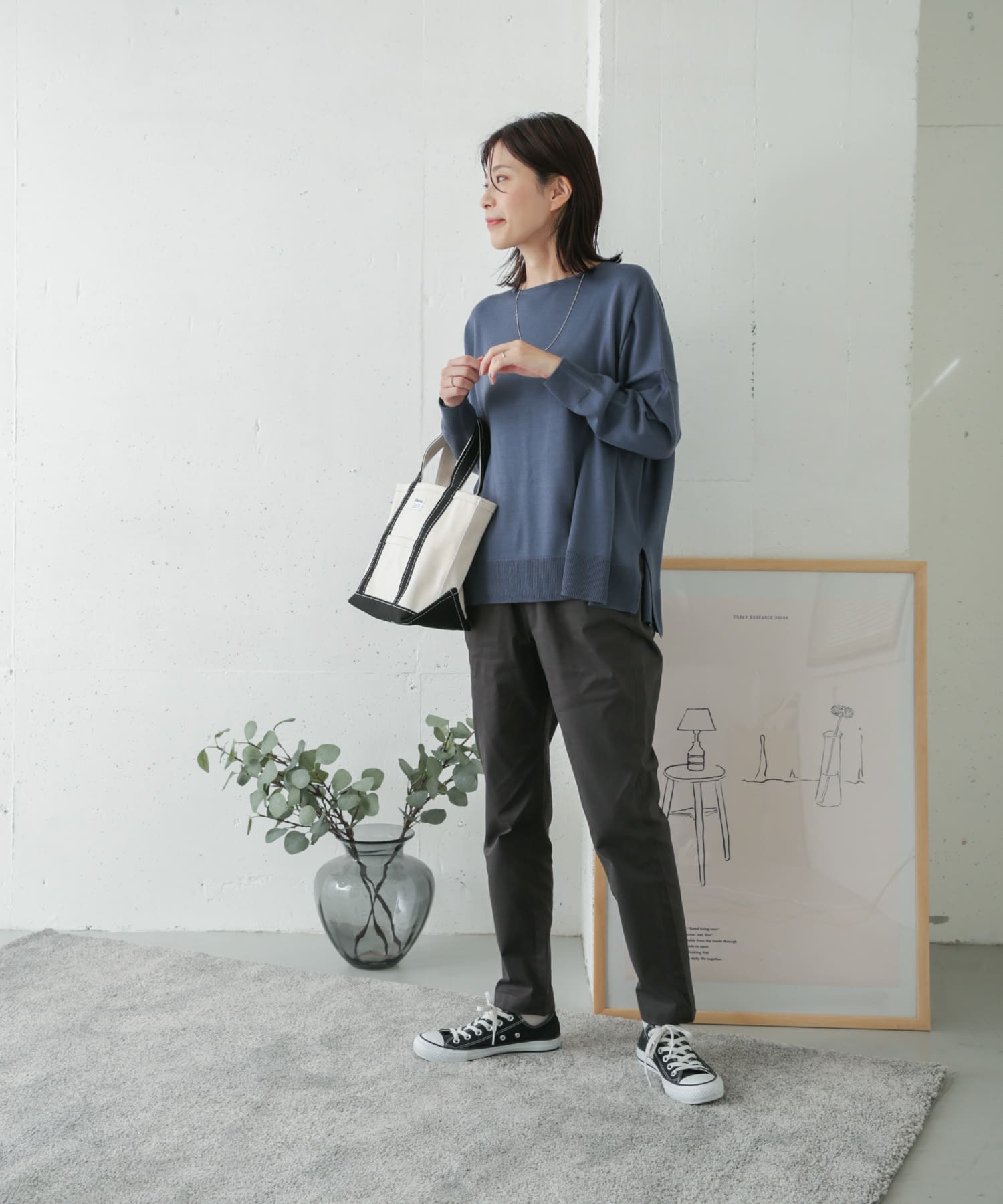 コットンストレッチイージーパンツ CHARCOAL 36