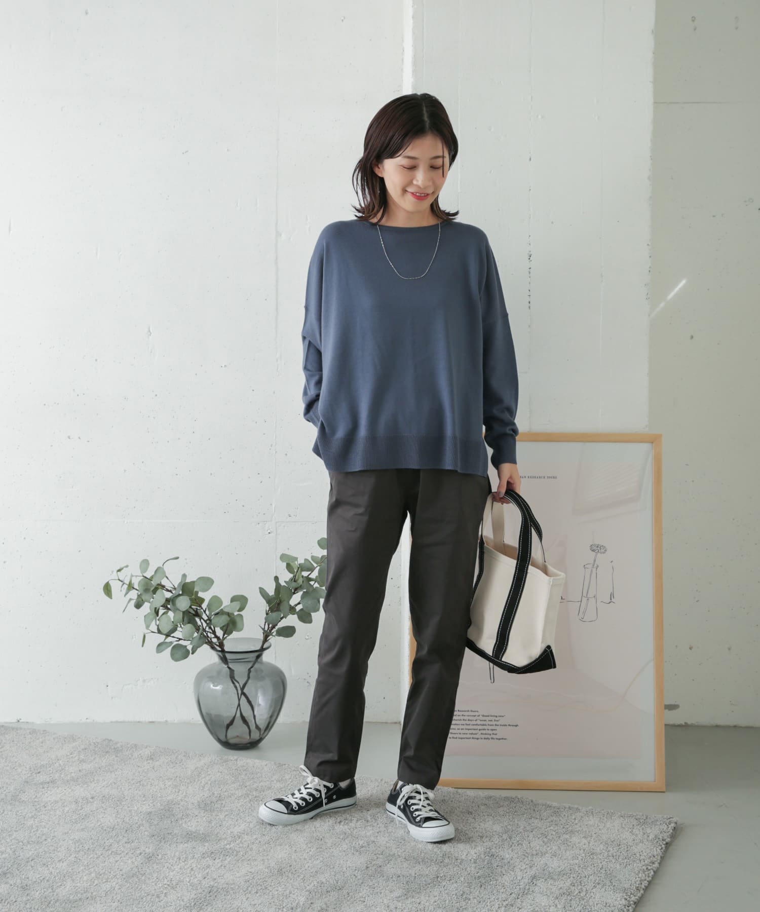 コットンストレッチイージーパンツ CHARCOAL 38