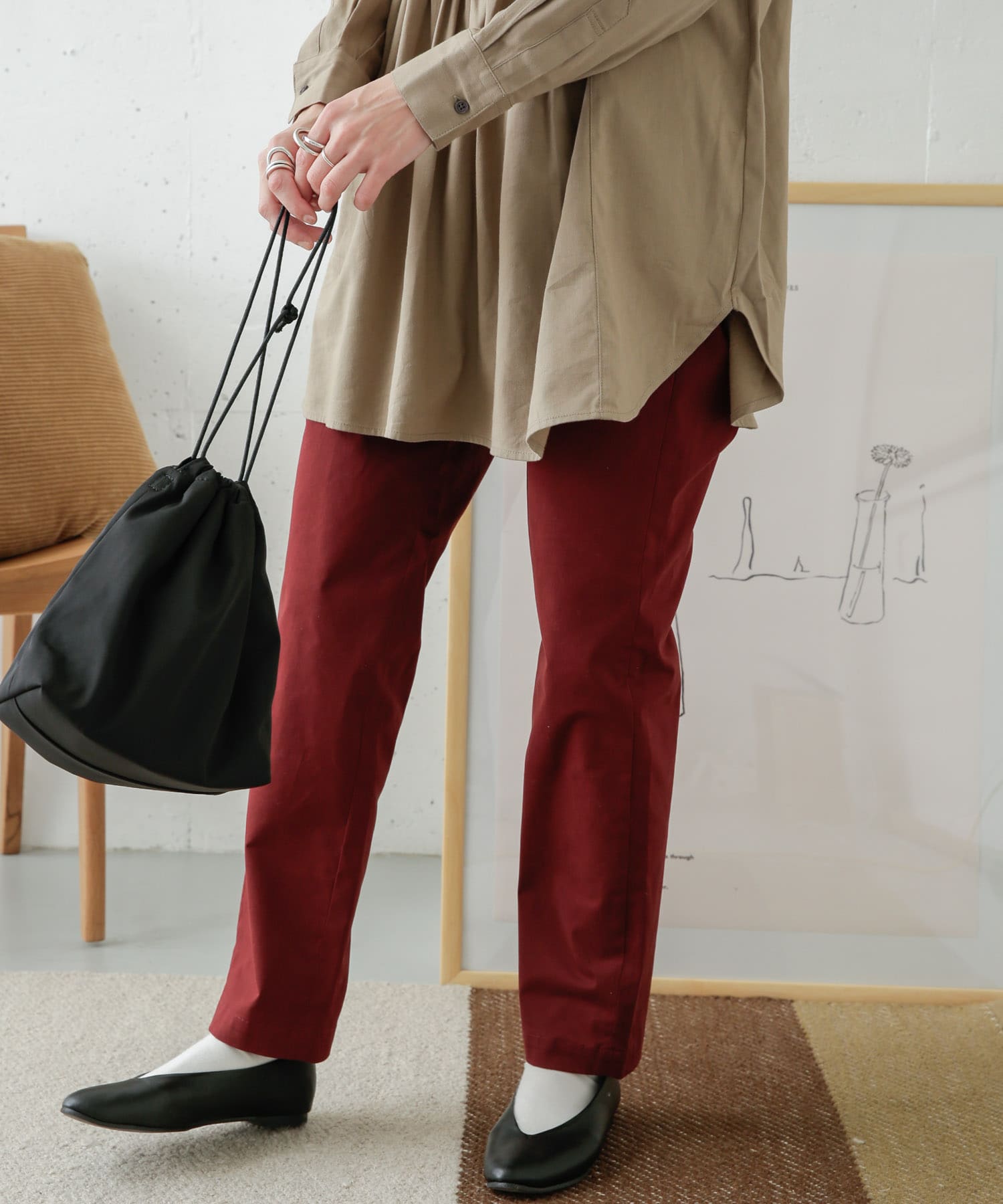 コットンストレッチイージーパンツ