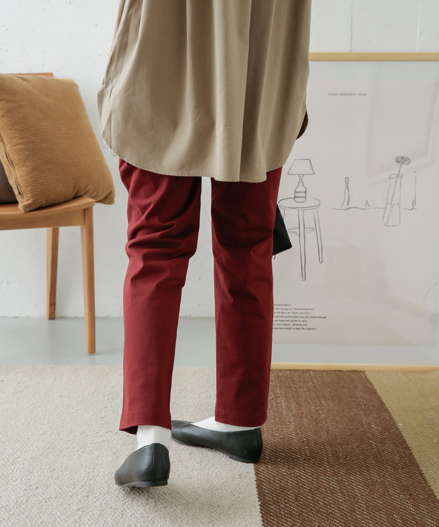 コットンストレッチイージーパンツ DARK RED 36