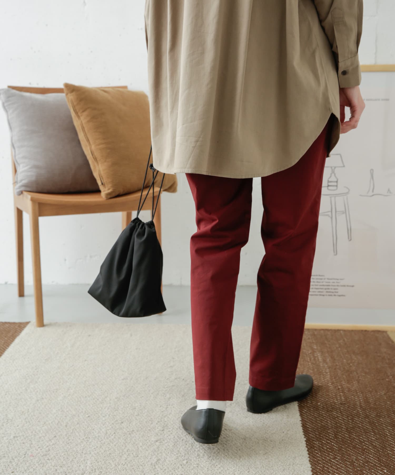 コットンストレッチイージーパンツ DARK RED 36