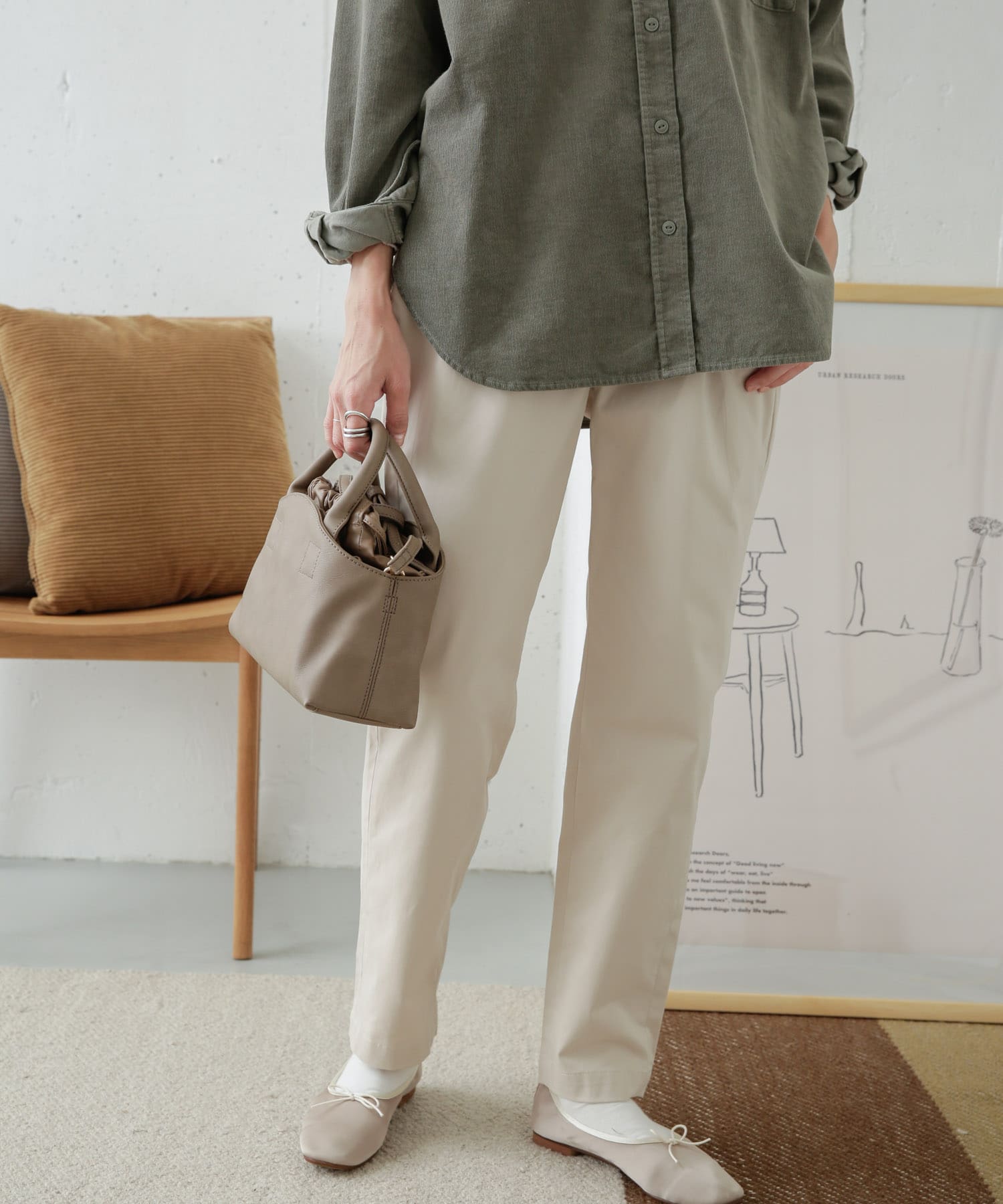 コットンストレッチイージーパンツ L.GREGE 36