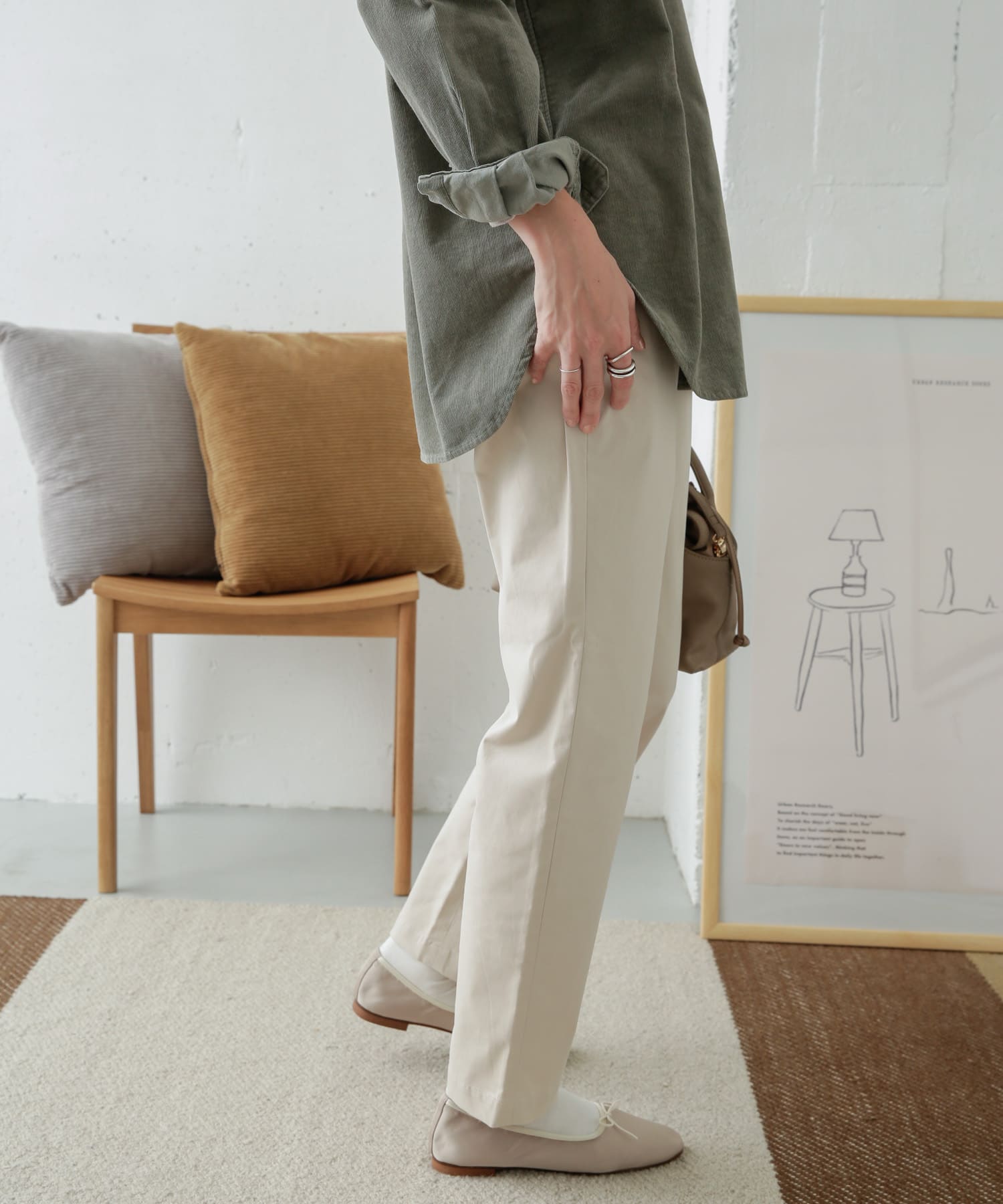 コットンストレッチイージーパンツ L.GREGE 36