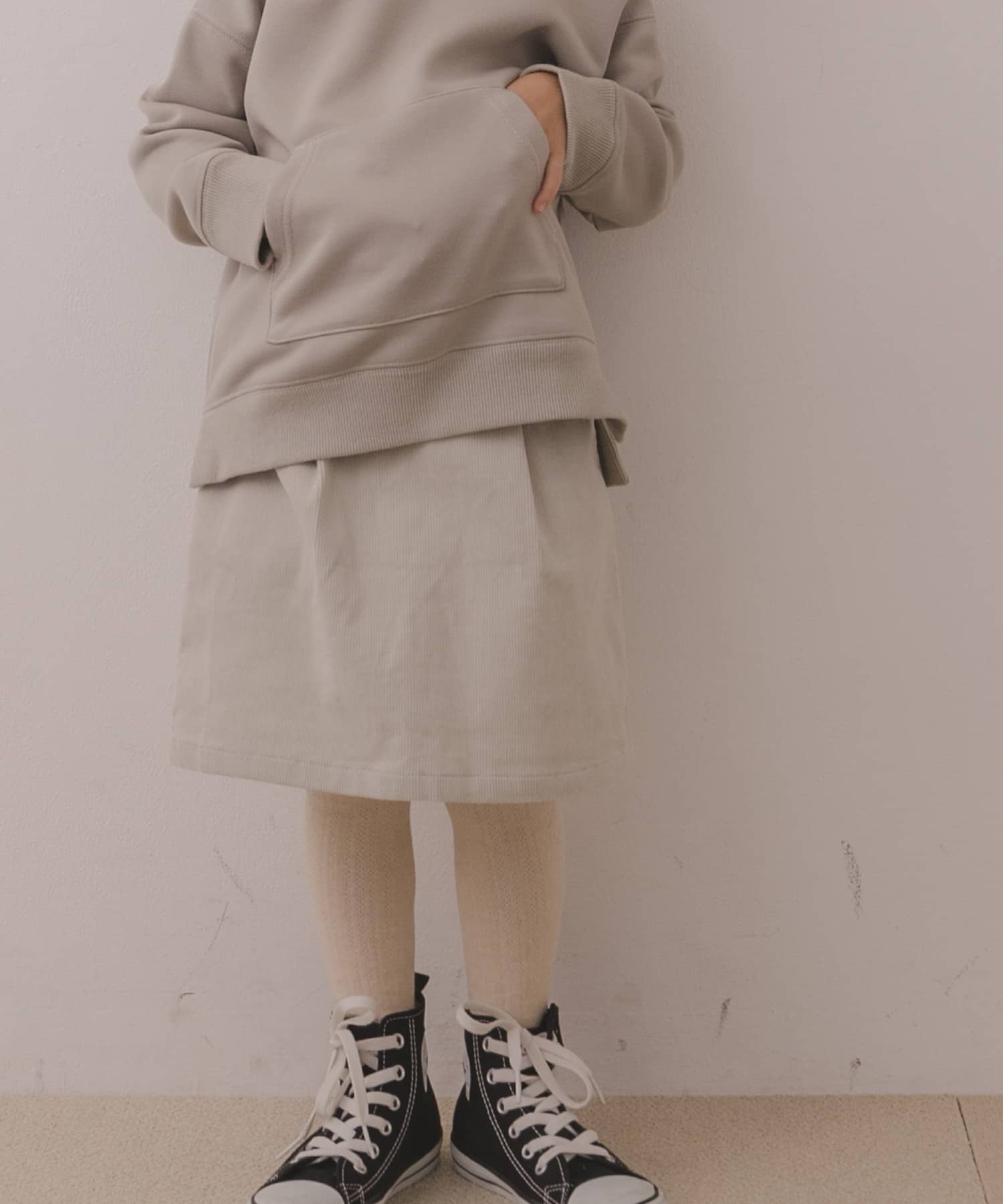 コーデュロイタックスカート(KIDS) アイボリー 90