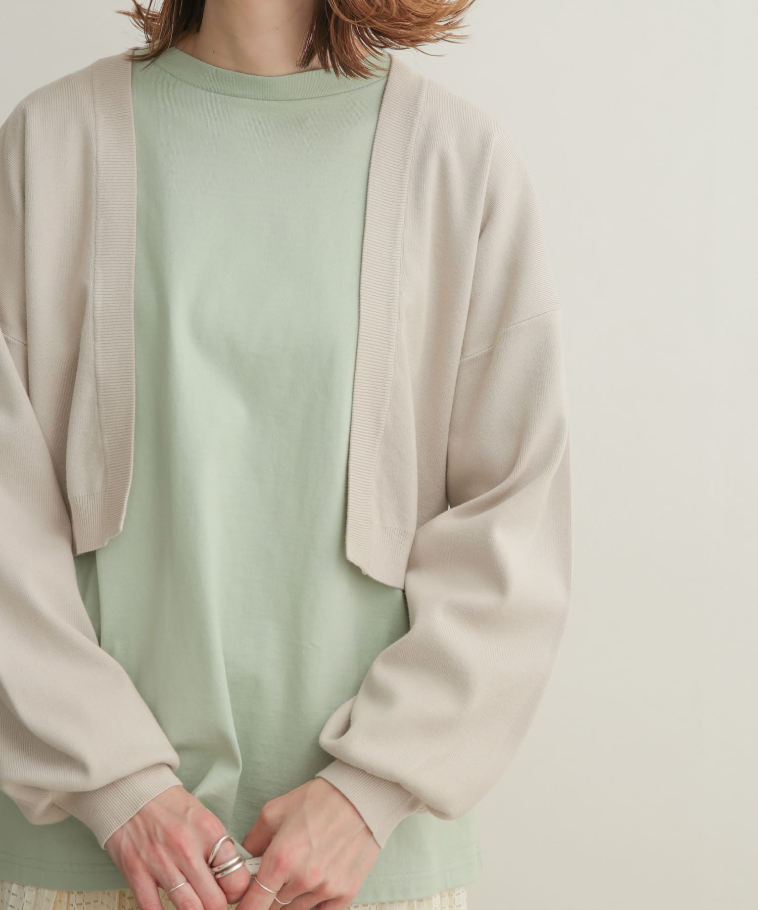 ボリュームスリーブボレロカーディガン BEIGE 1