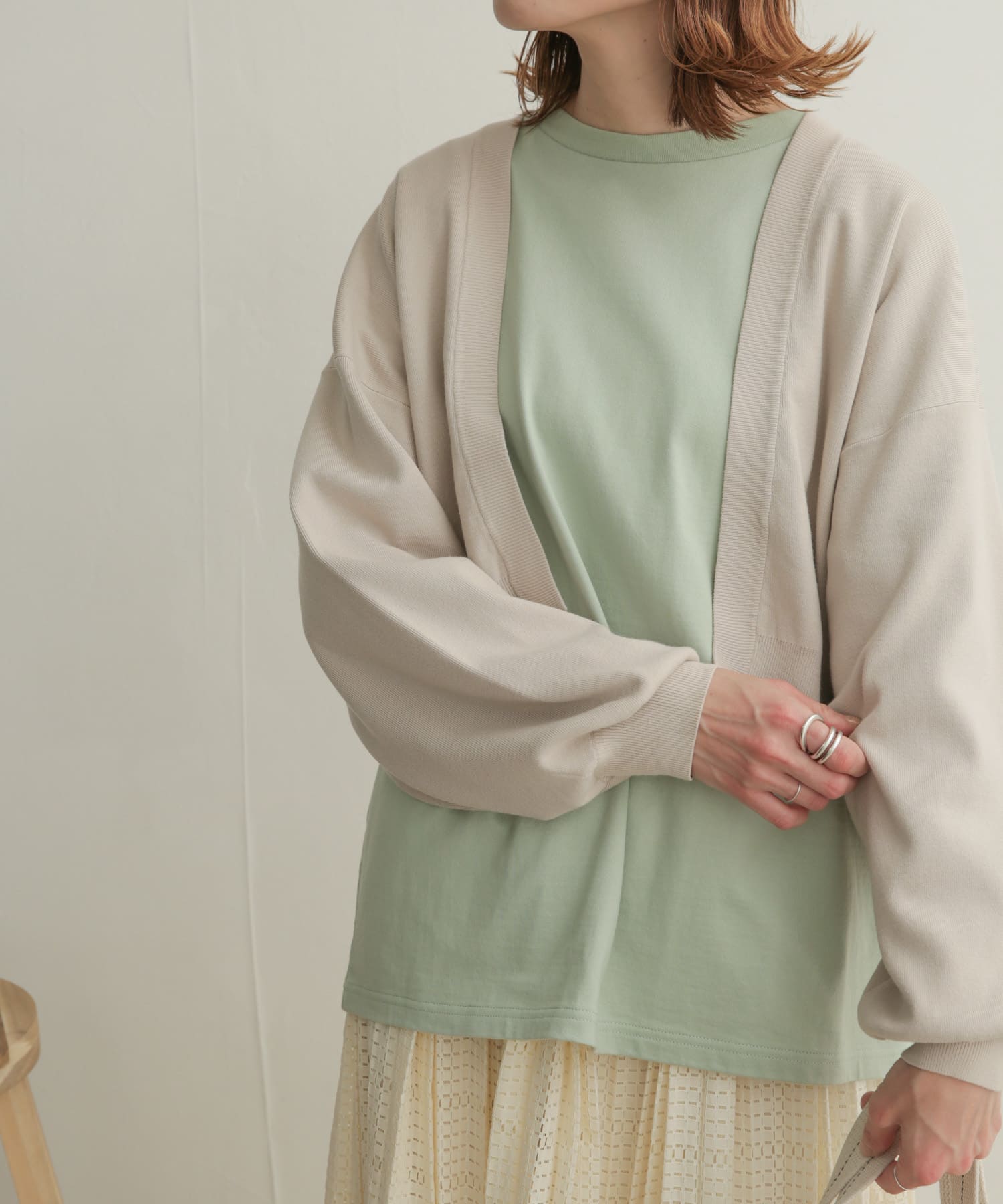 ボリュームスリーブボレロカーディガン BEIGE 1