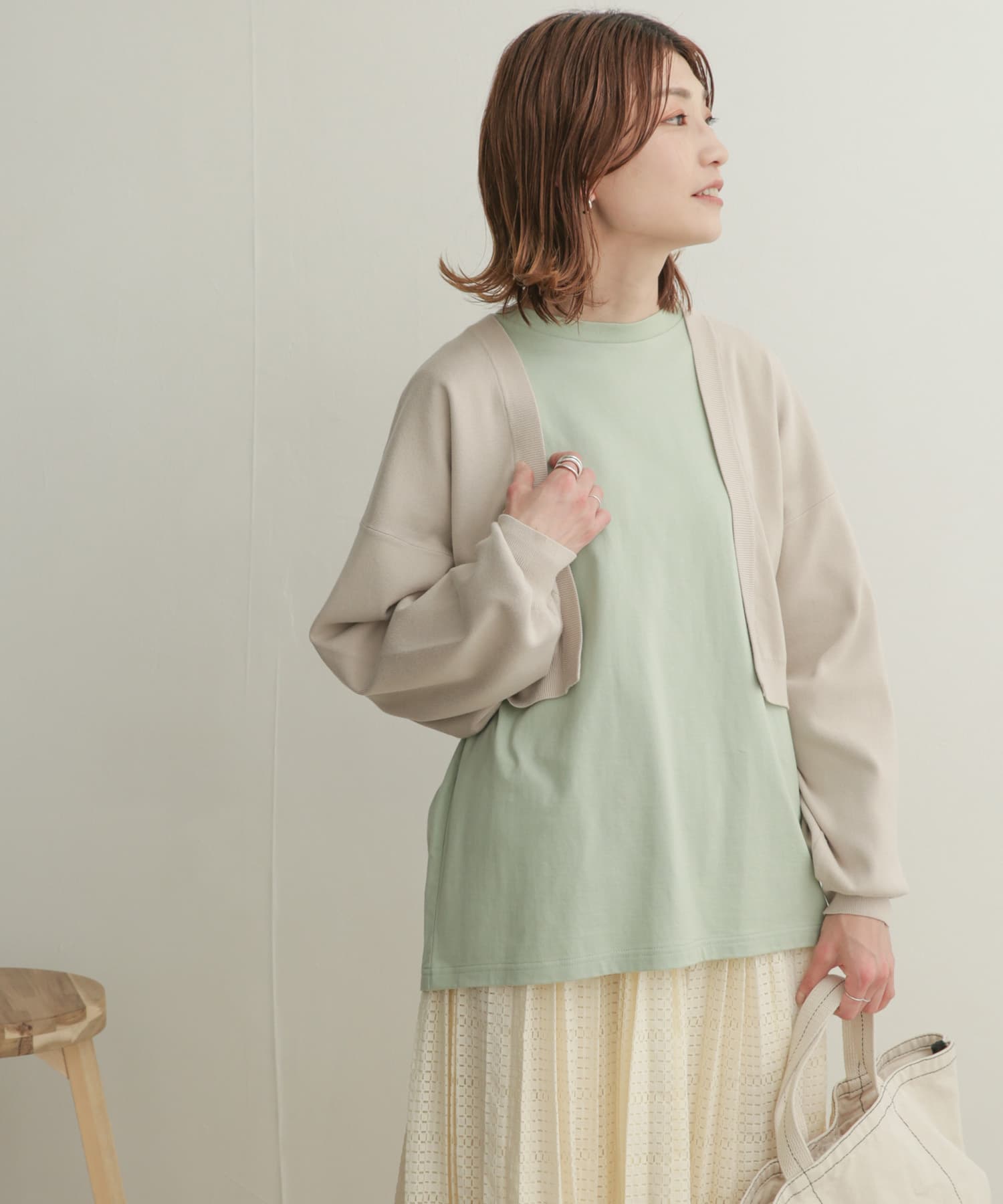 ボリュームスリーブボレロカーディガン BEIGE 1
