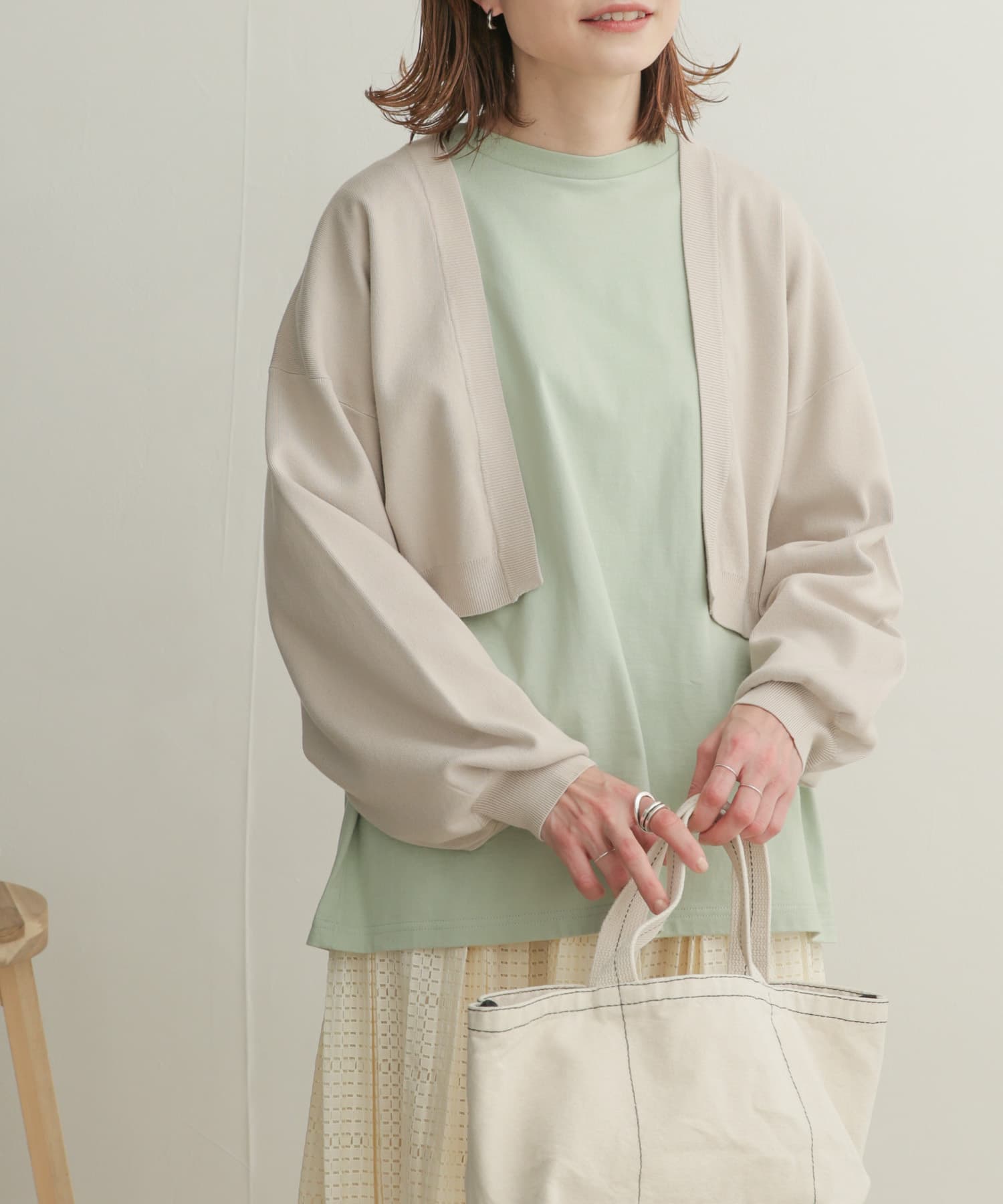 ボリュームスリーブボレロカーディガン BEIGE 1