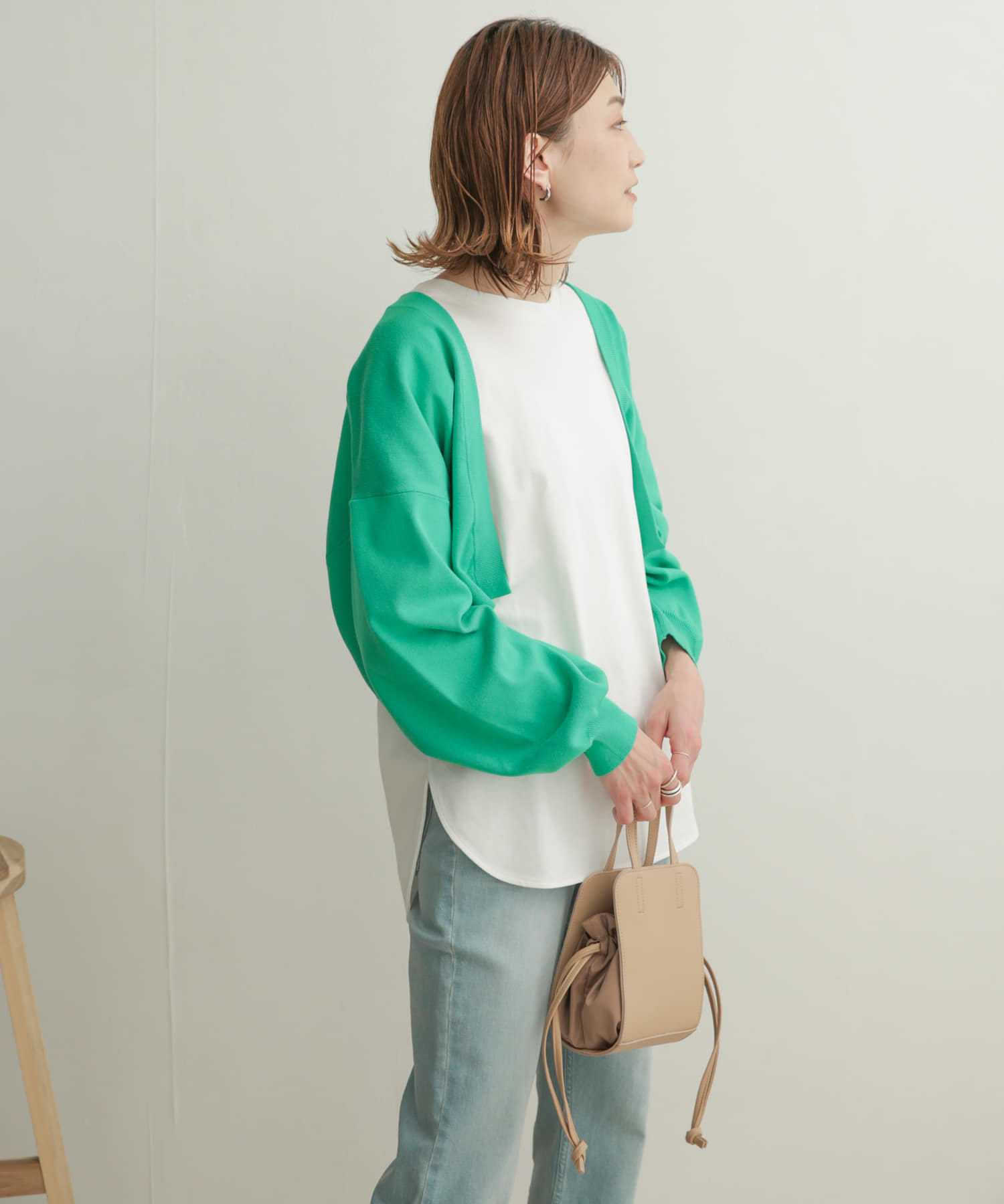 ボリュームスリーブボレロカーディガン EMERALD 1