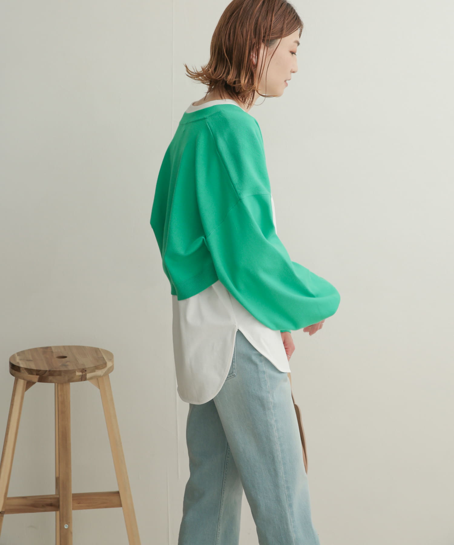 ボリュームスリーブボレロカーディガン EMERALD 1