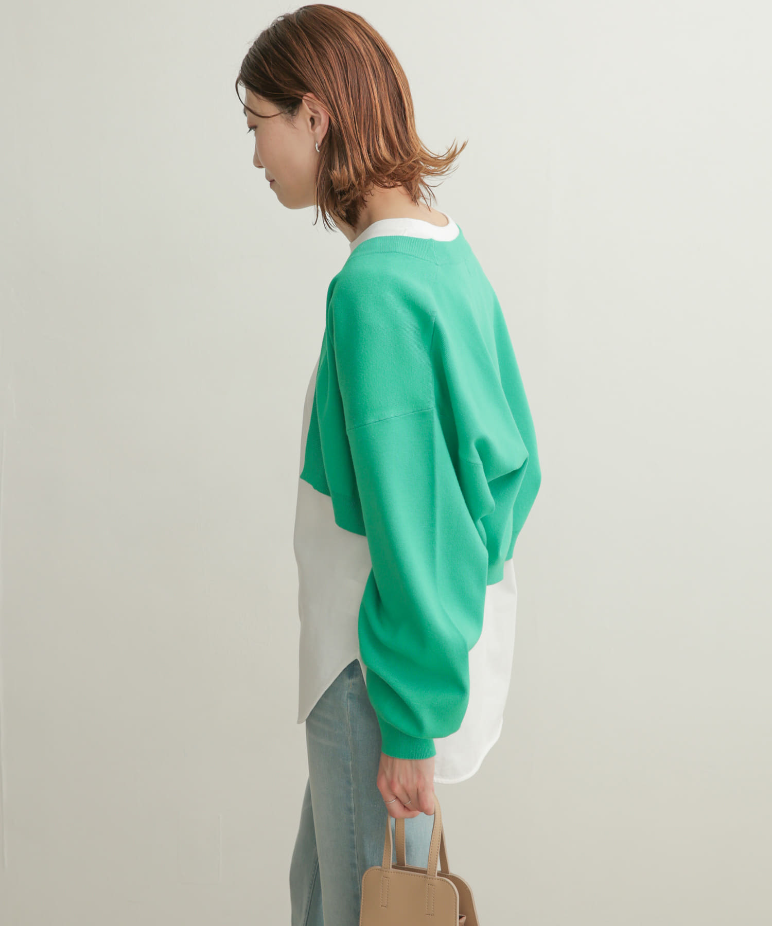 ボリュームスリーブボレロカーディガン EMERALD 1