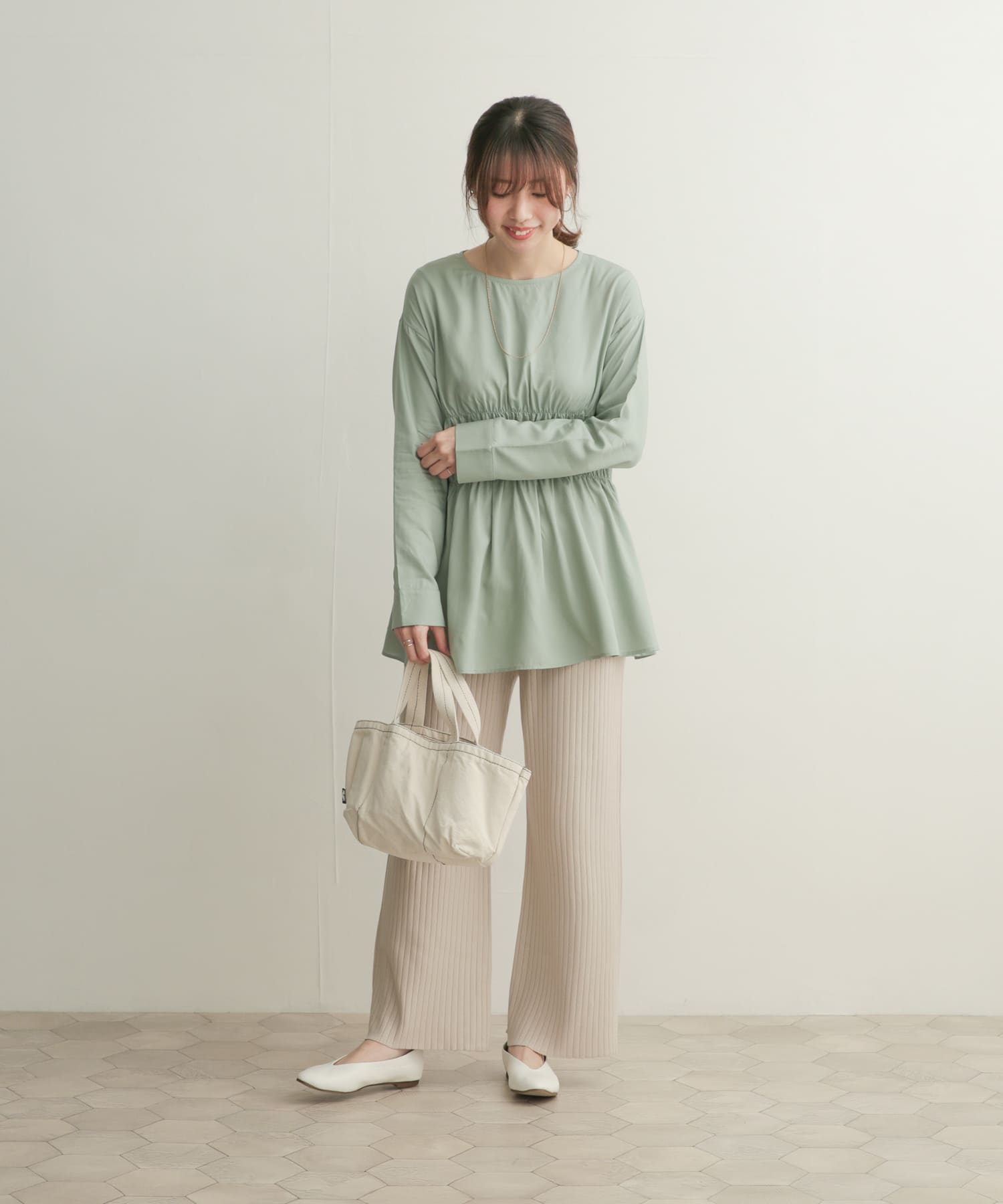 シャーリングブラウス MINT 1
