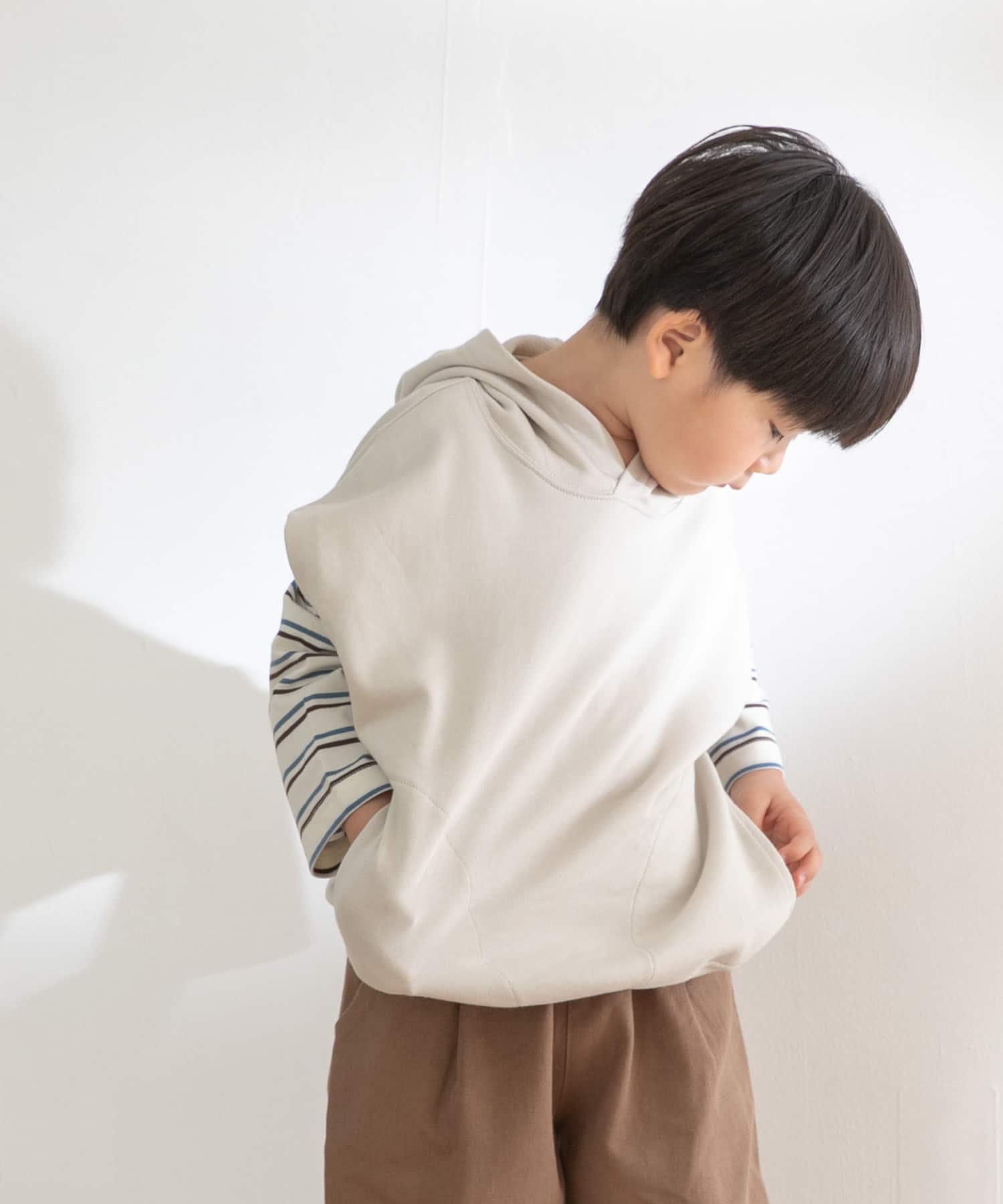 OG裏毛フーディベスト(KIDS) ライトグレー 105