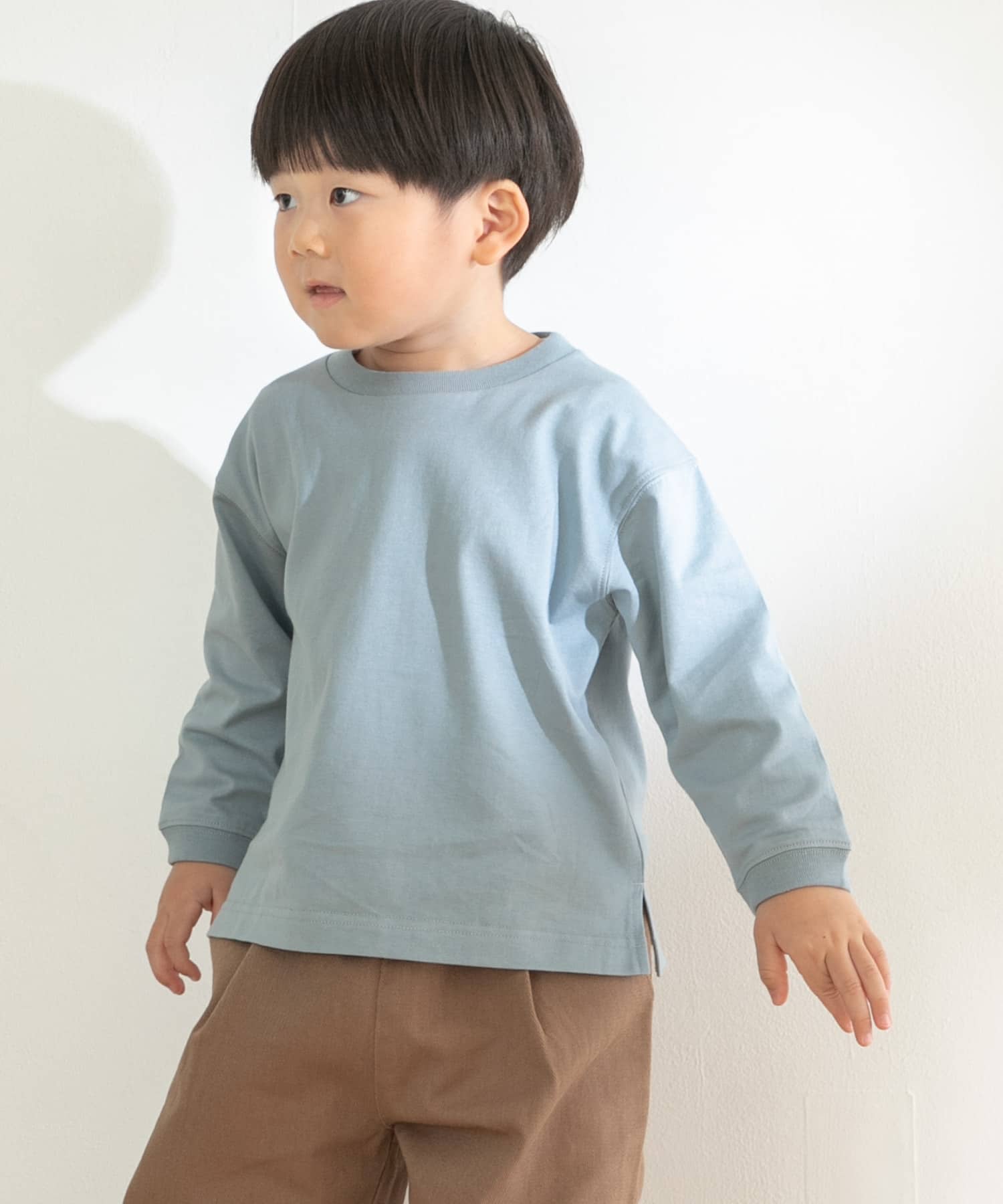 オーガニックロングTシャツ(KIDS) ブルー 105