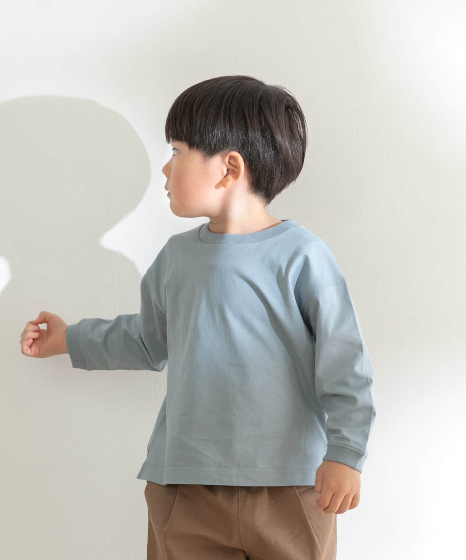 オーガニックロングTシャツ(KIDS) ブルー 105