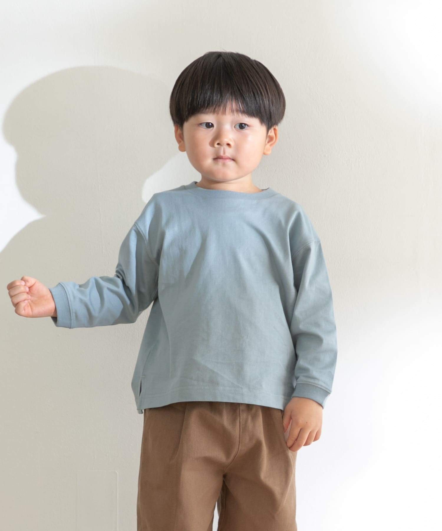 オーガニックロングTシャツ(KIDS) ブルー 105