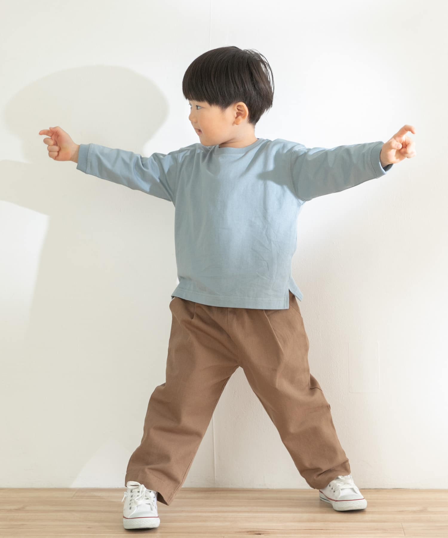 オーガニックロングTシャツ(KIDS) ブルー 105