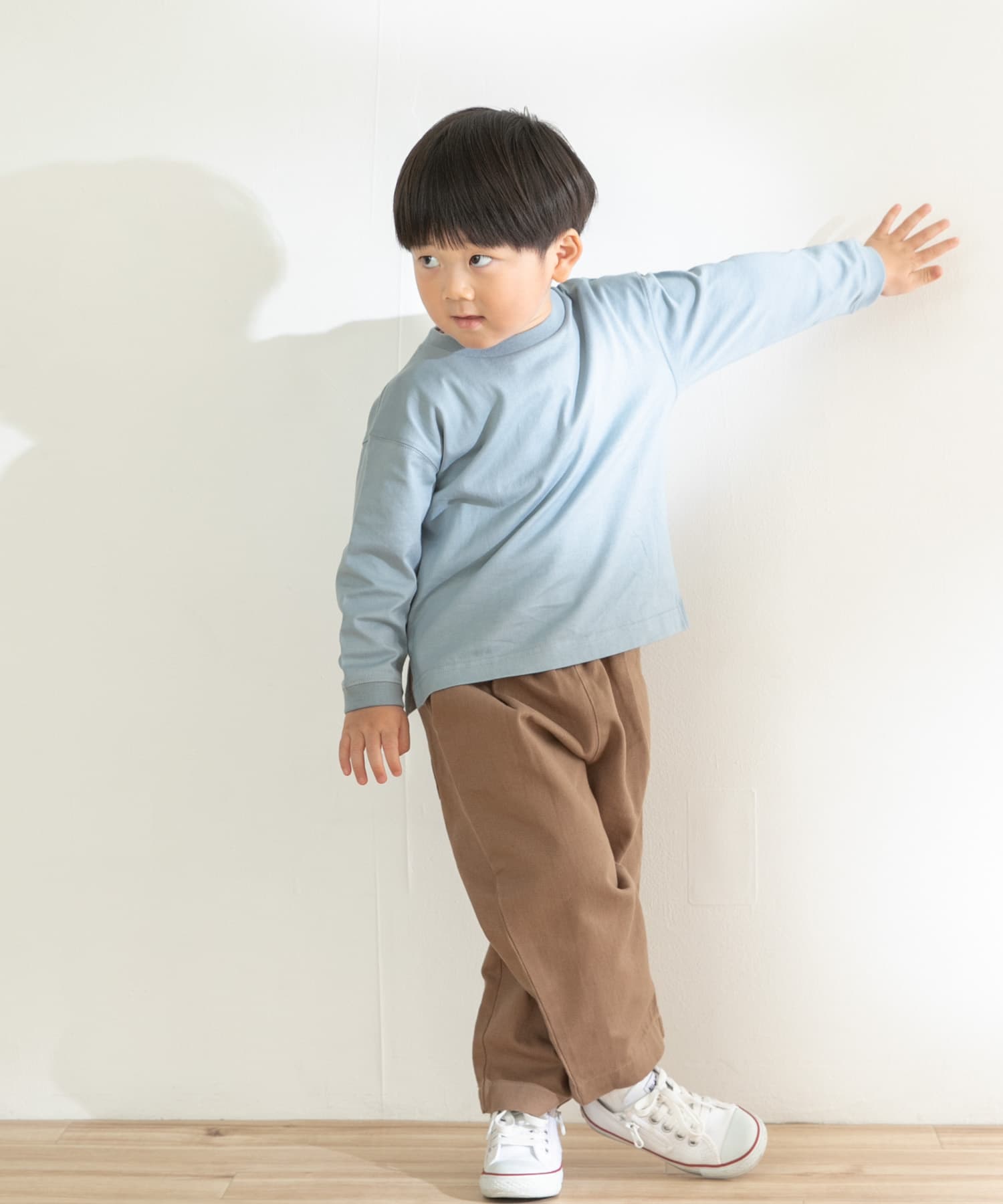 オーガニックロングTシャツ(KIDS) ブルー 105