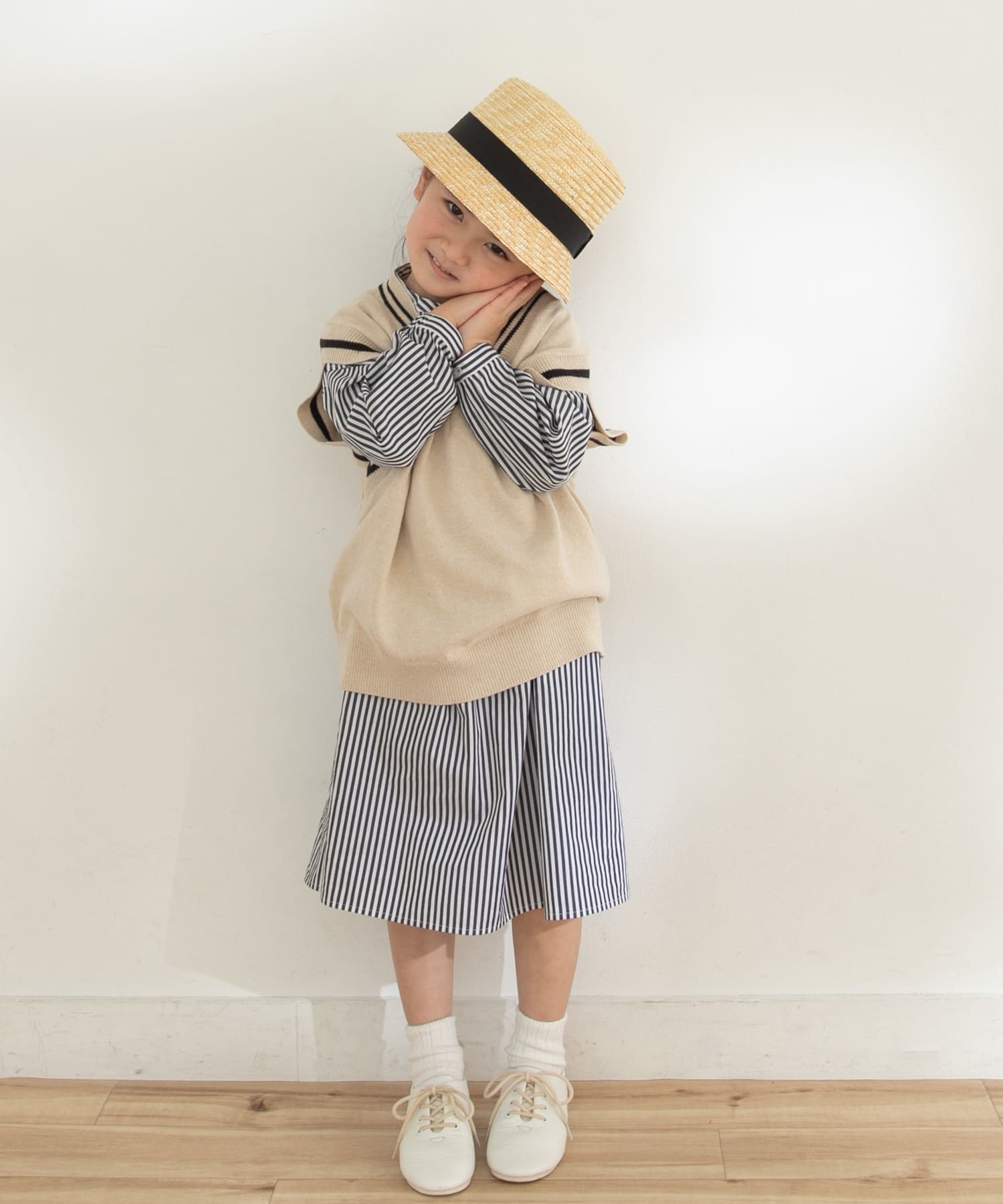 『親子リンク』Vネックニットベスト(KIDS) BEGxNVY 105