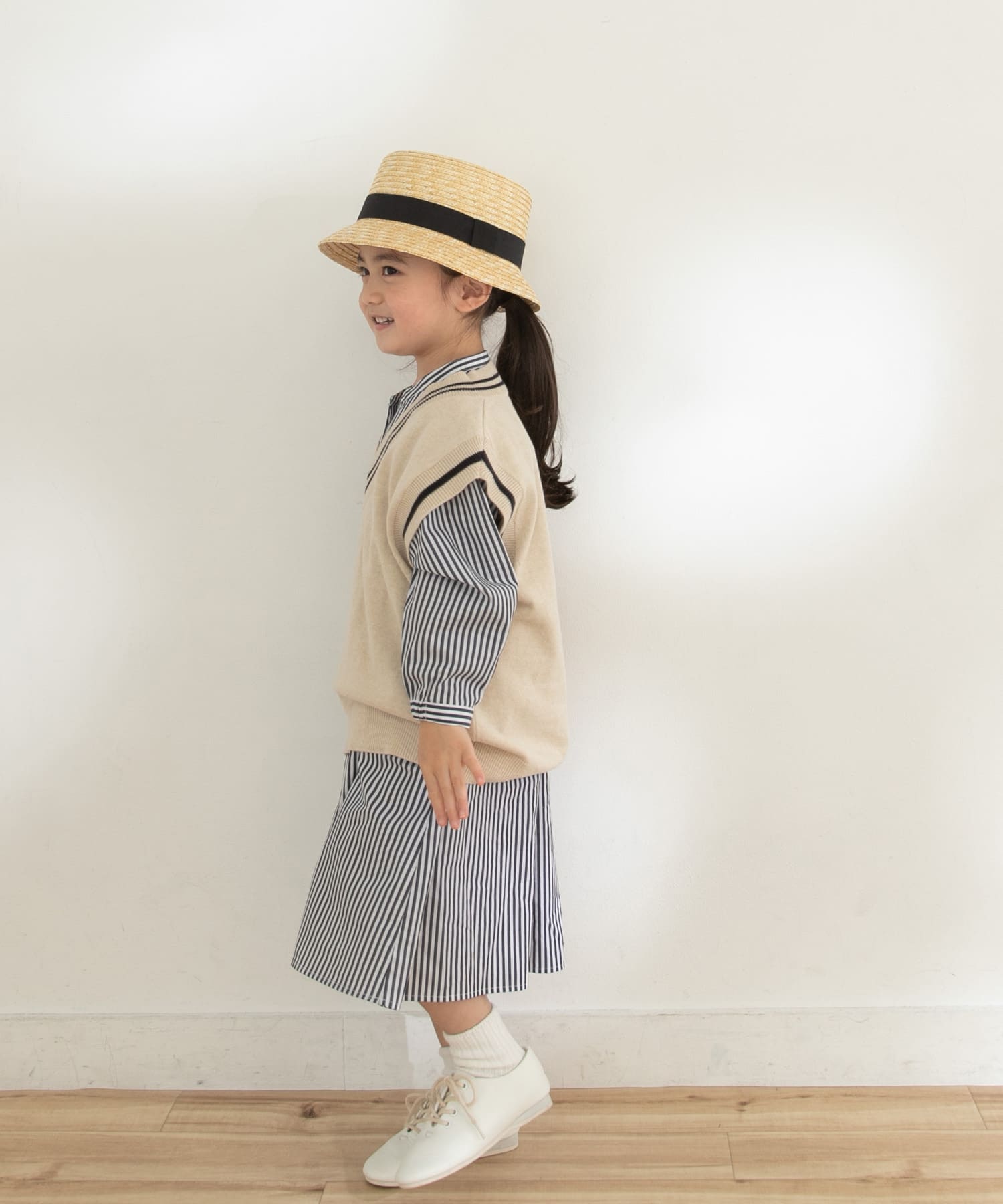 『親子リンク』Vネックニットベスト(KIDS) BEGxNVY 105