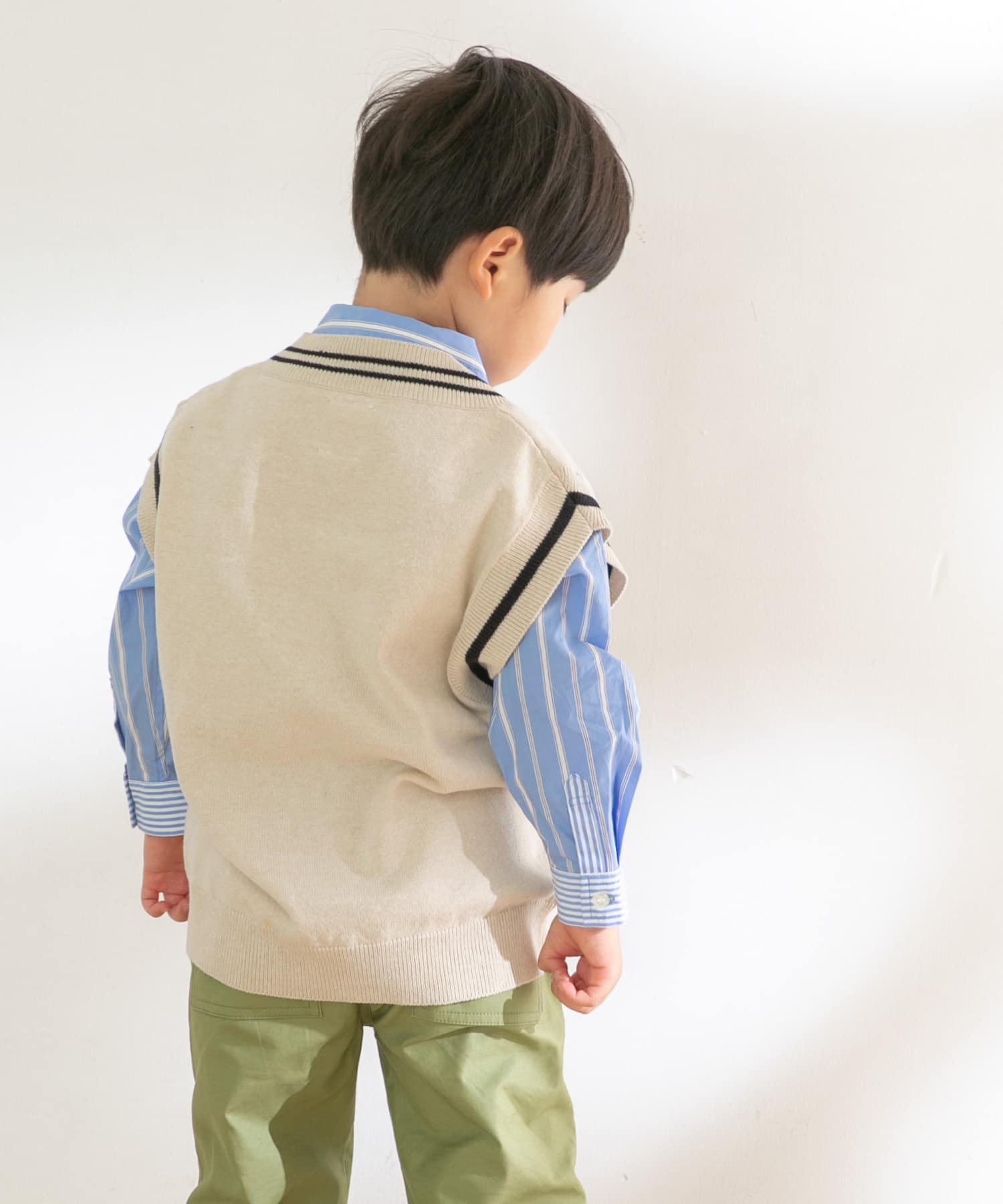 『親子リンク』Vネックニットベスト(KIDS) BEGxNVY 120