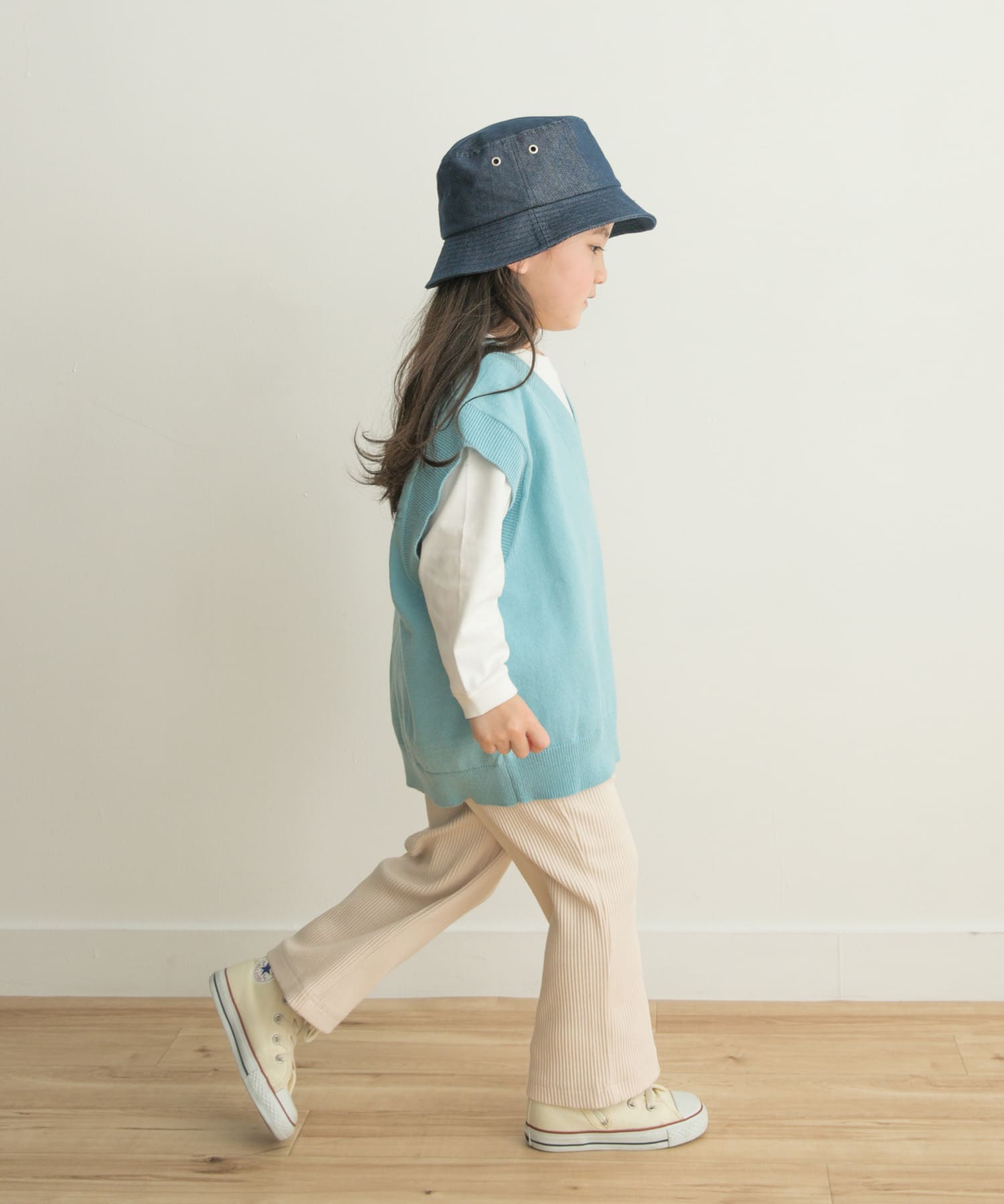 『親子リンク』Vネックニットベスト(KIDS) L.BLUE 105