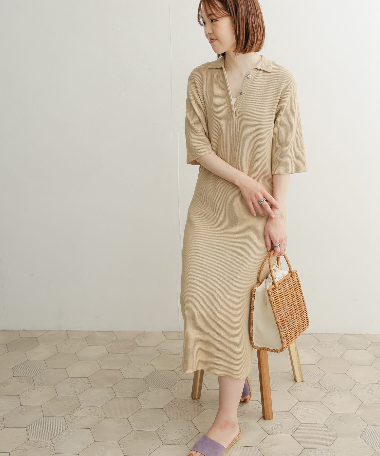 畦ポロKNITワンピース(M BEIGE): ワンピース｜URBAN RESEARCH公式