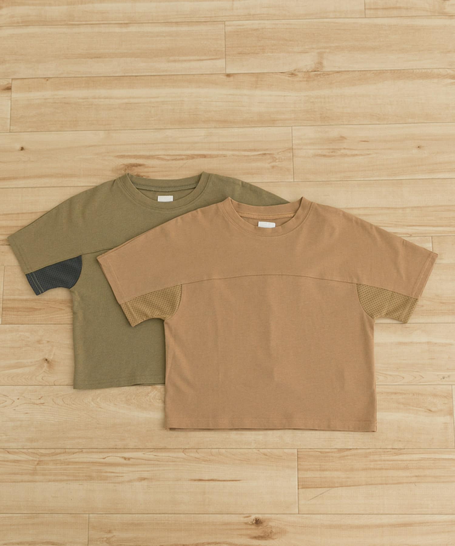 メッシュスウィッチングドルマンTシャツ(KIDS) ベージュ 105