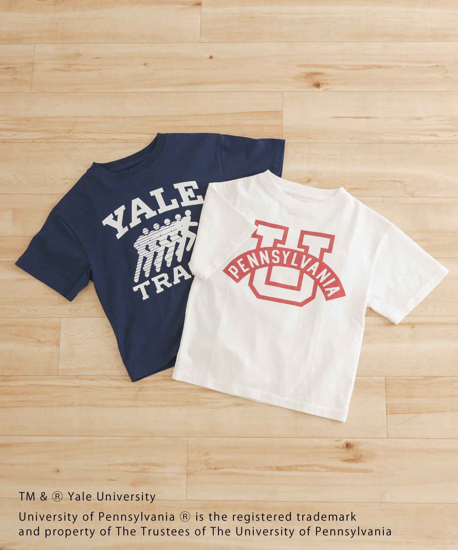 『親子リンク』カレッジプリントTシャツ(KIDS) Wht x Red 105