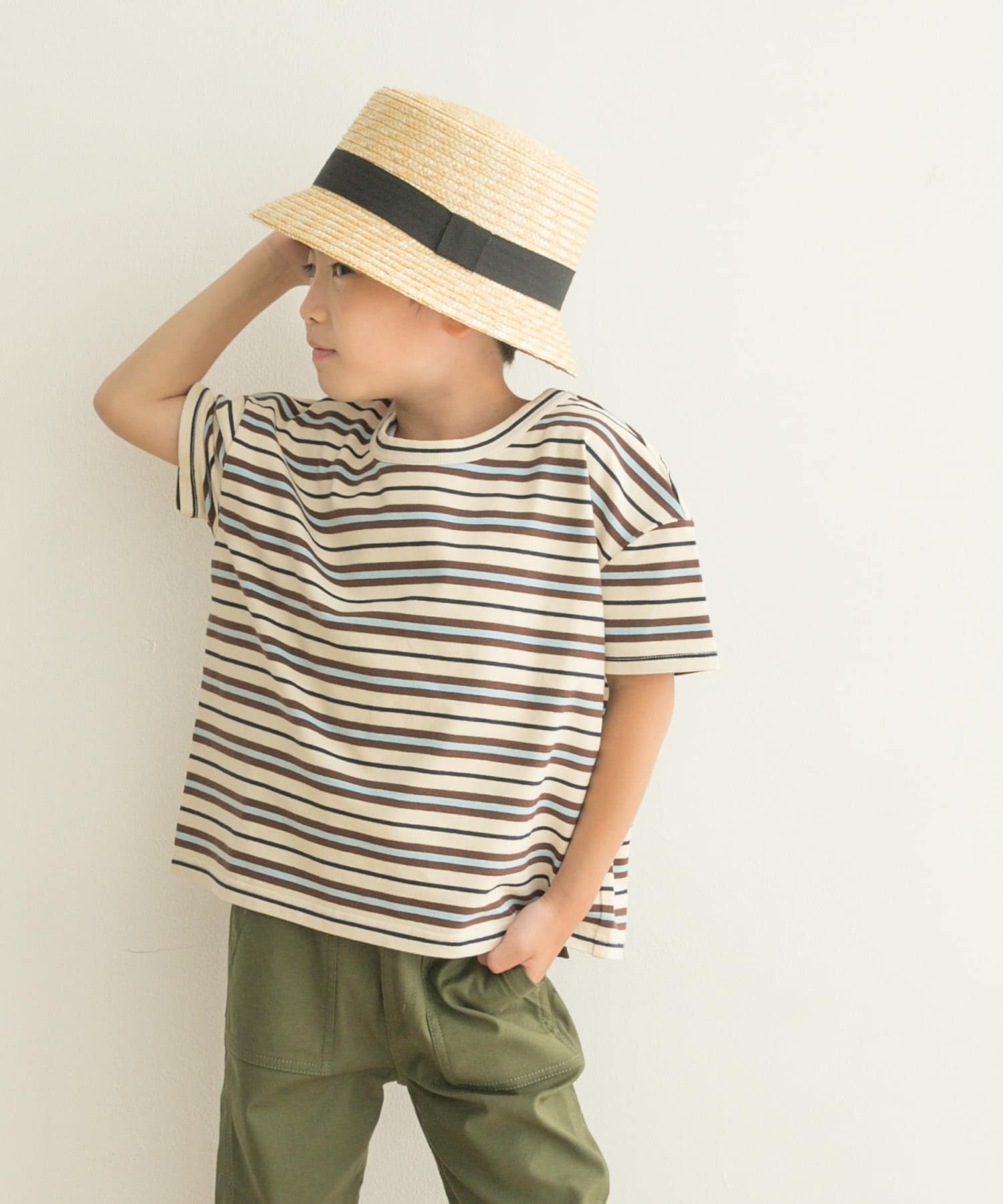 レトロランダムボーダーワイドTシャツ(KIDS)