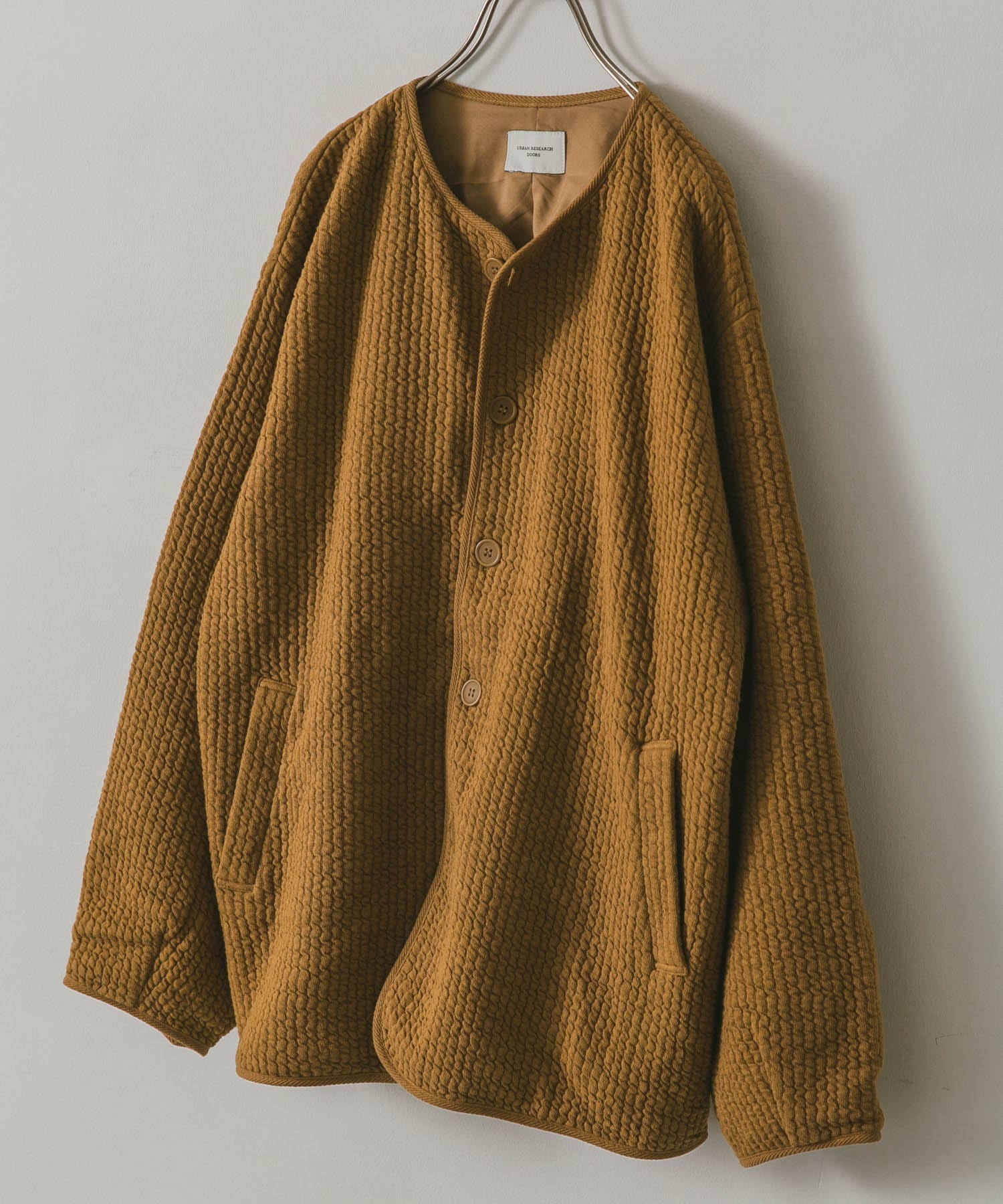 『WEB限定』キルトノーカラージャケット CAMEL M