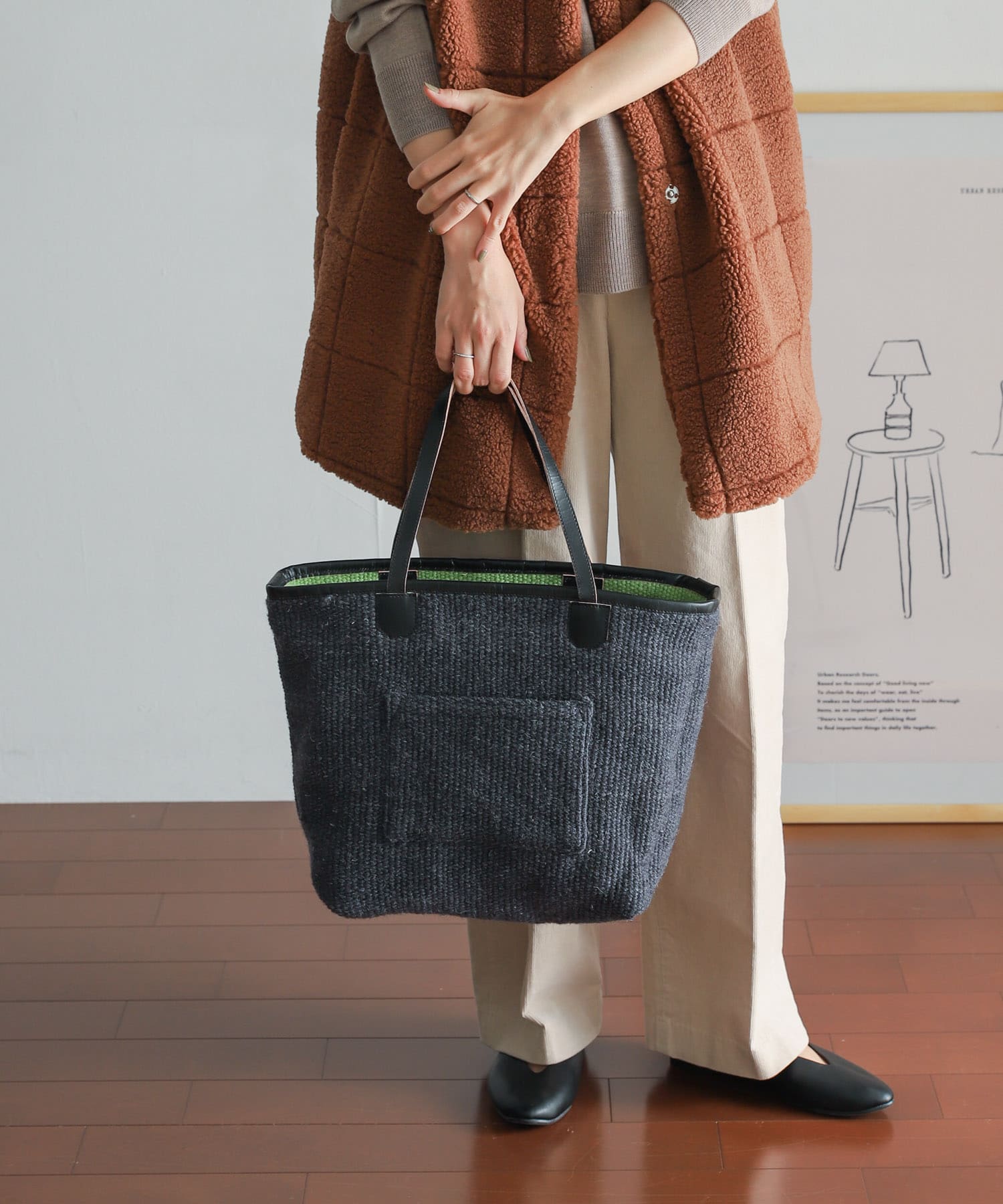 『別注』beej×DOORS　ウールリバーシブルトート GRY×GRN one