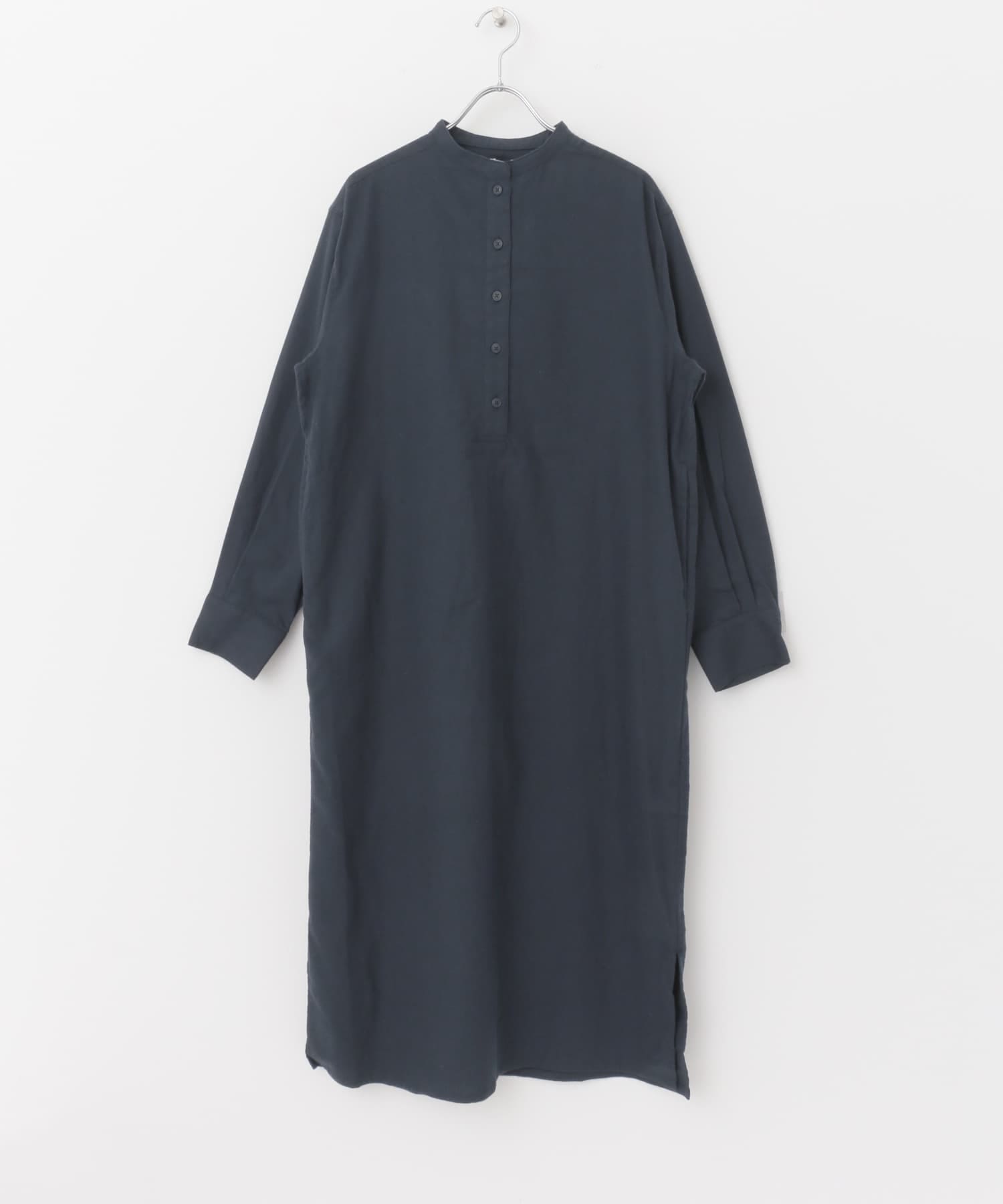 起毛コットンシャツワンピース NAVY M