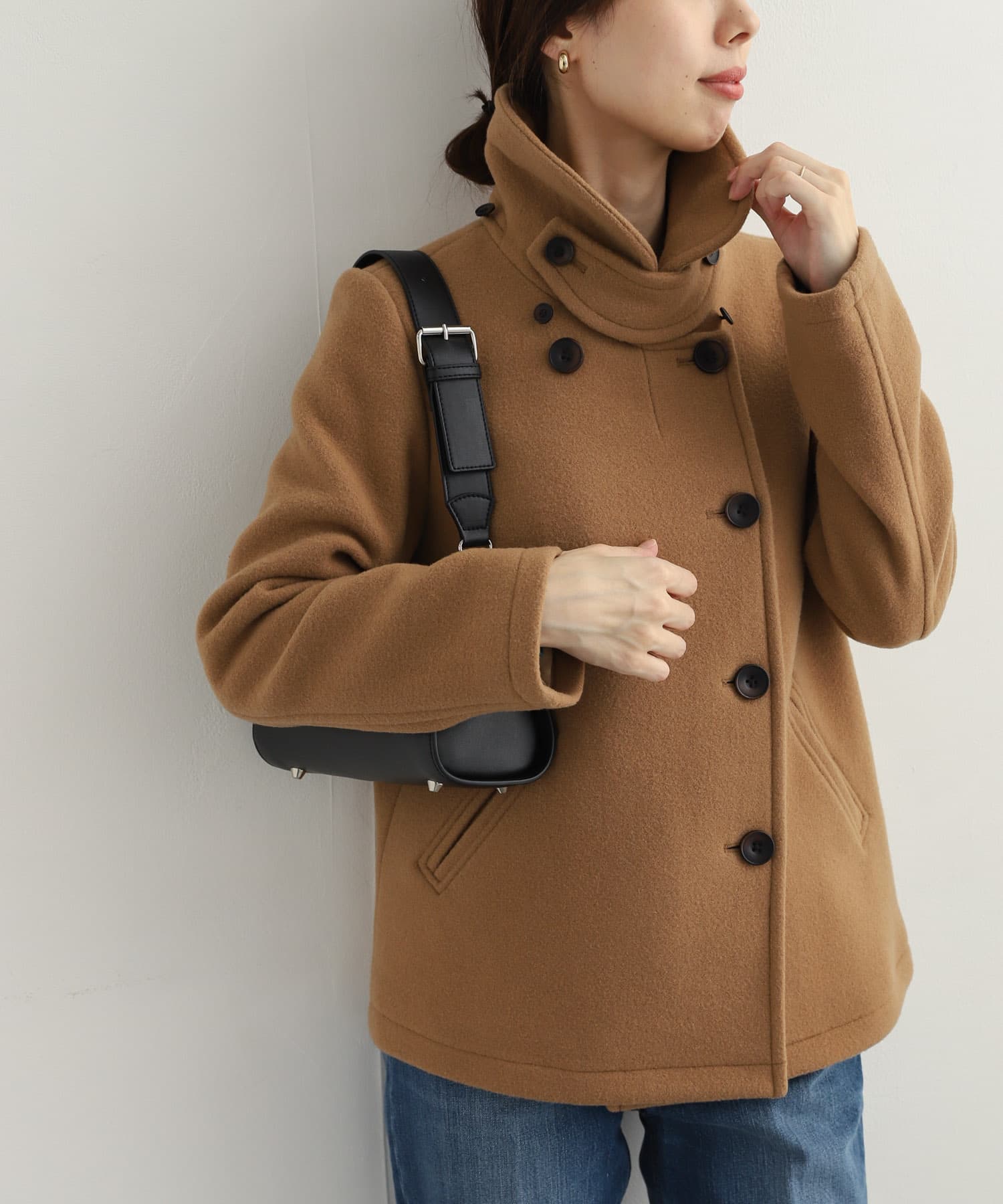 ショールカラー2WAYショートコート